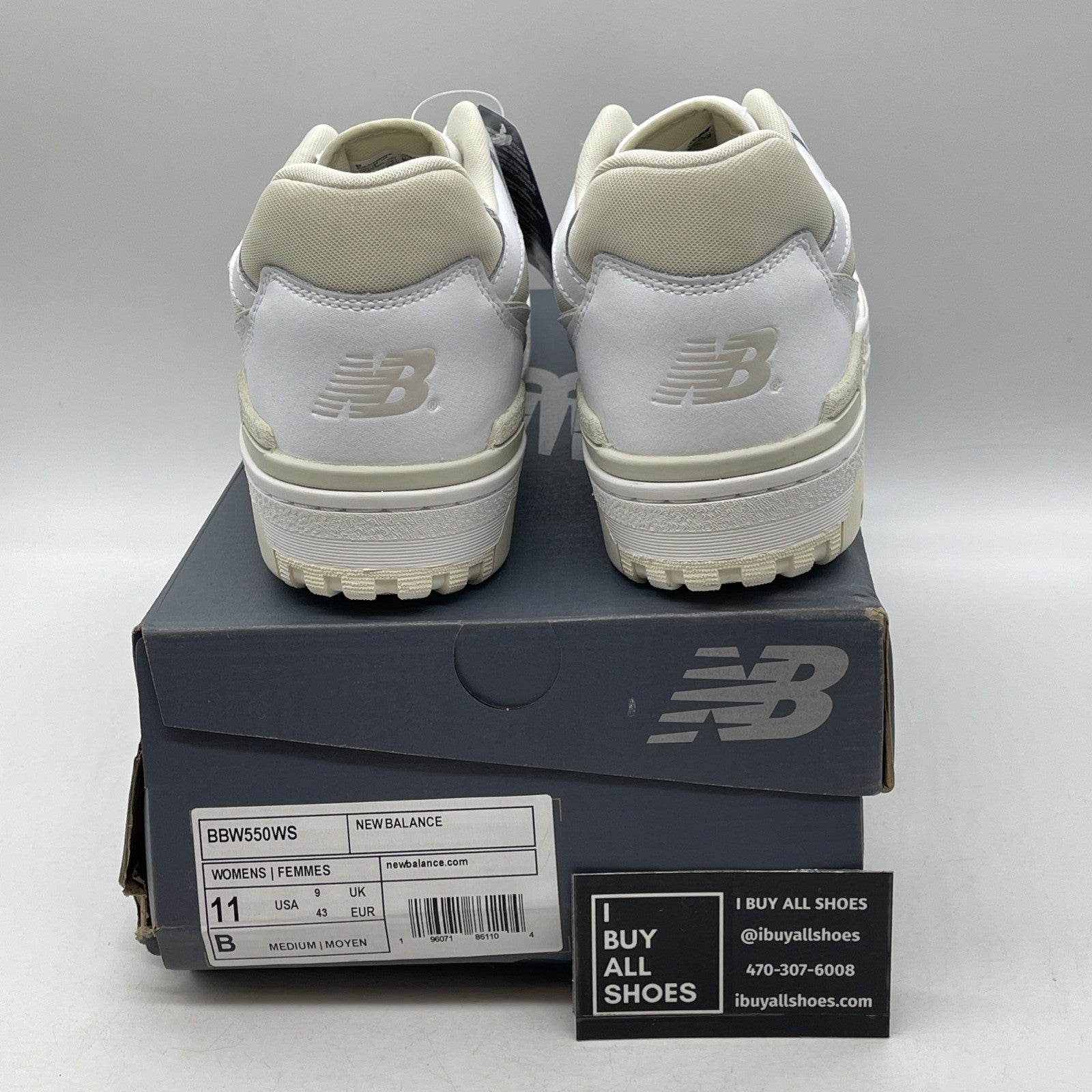 Size 11W - New Balance 550 Silver Birch White Leather (BBW550WS)