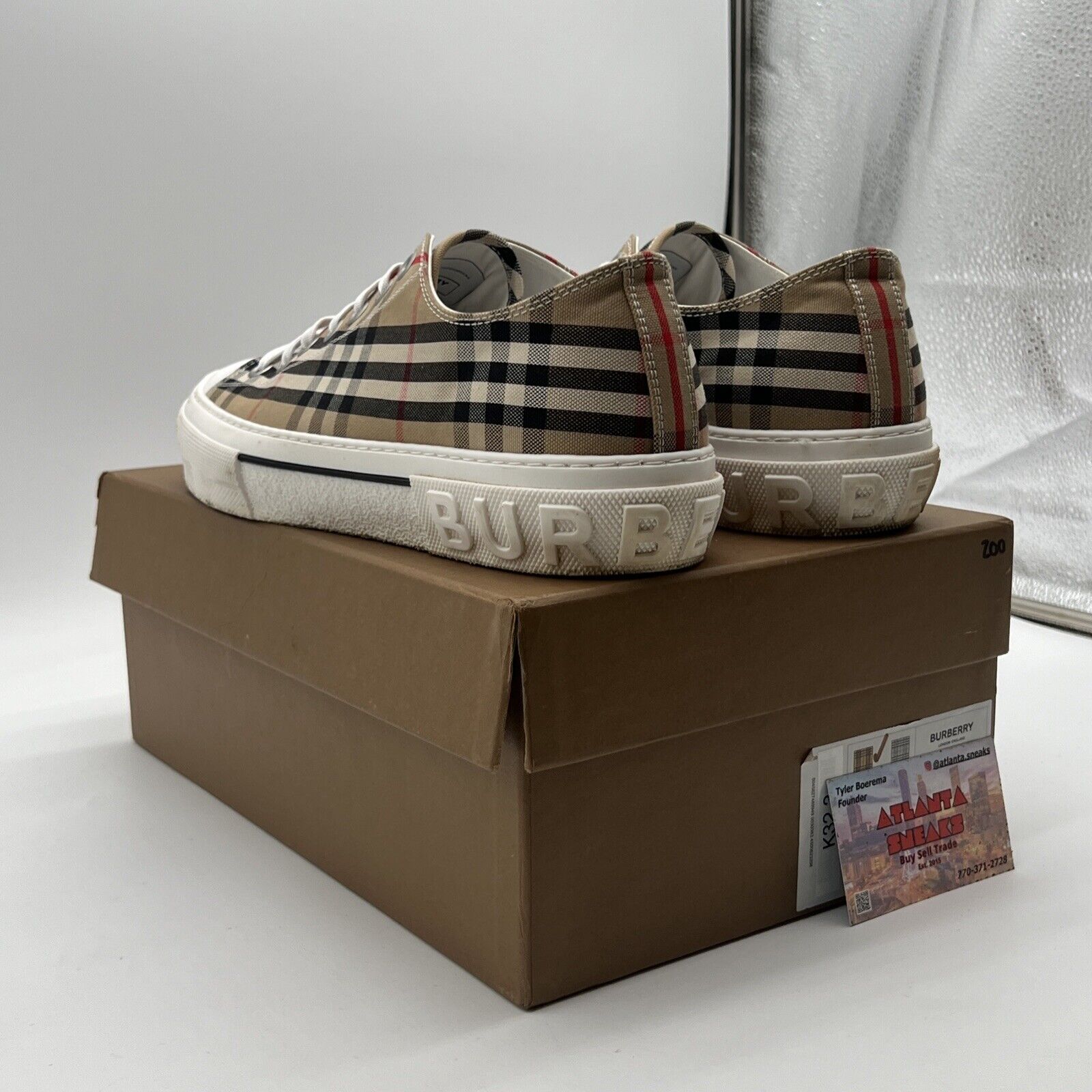 Size 12 - Burberry vintage check canvas low  top sneakers( Authentic)