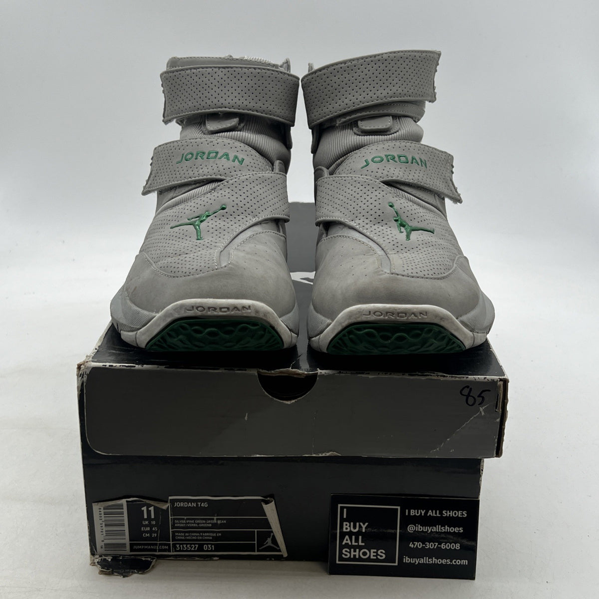 Size 11 - Air Jordan T4G Ray Allen PE Sonics Silver / Green Bean (313527-031)
