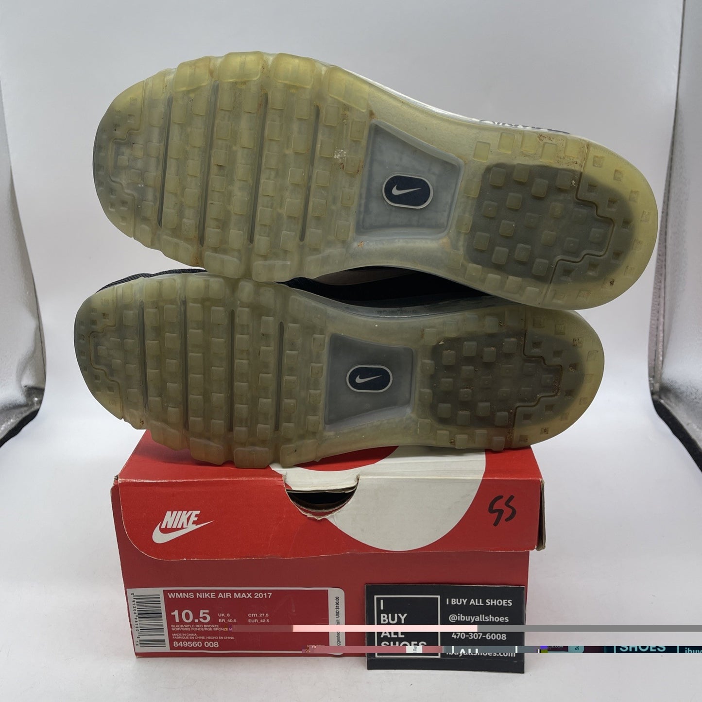 Size 10.5W - Nike Air Max 2017 Black Pink (849560-008)