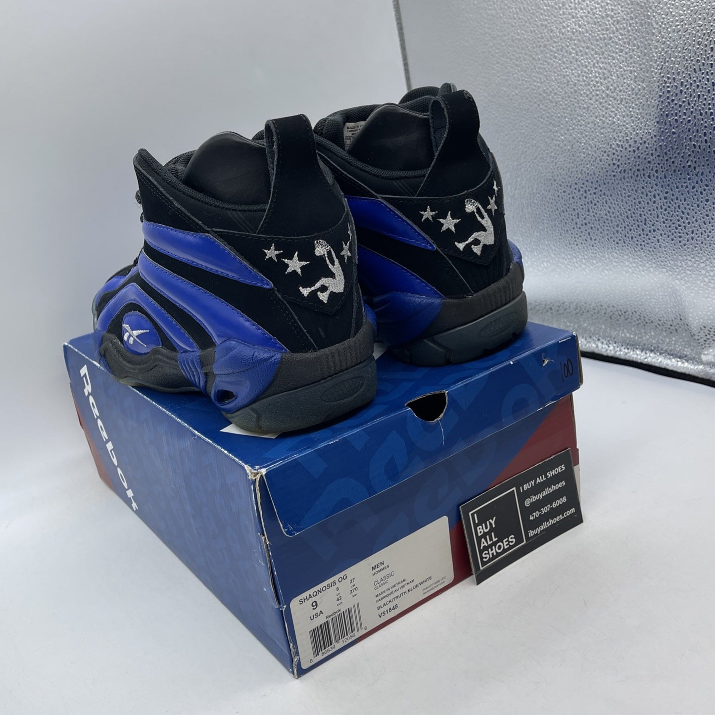 Size 9 - Reebok Shaqnosis Og Orlando Magic Blue Black Silver Suede (V51848)