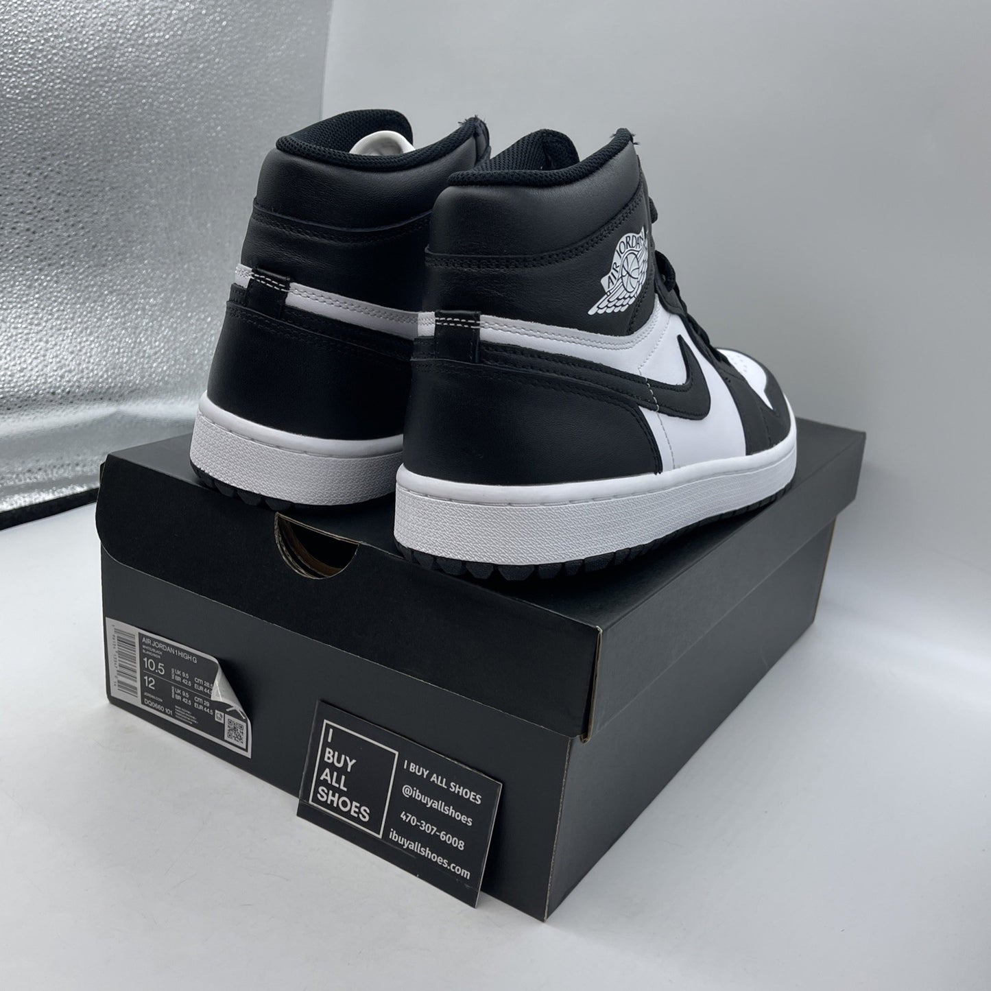 Size 10.5 - Air Jordan 1 High Golf Panda Black White Leather (DQ0660-101)