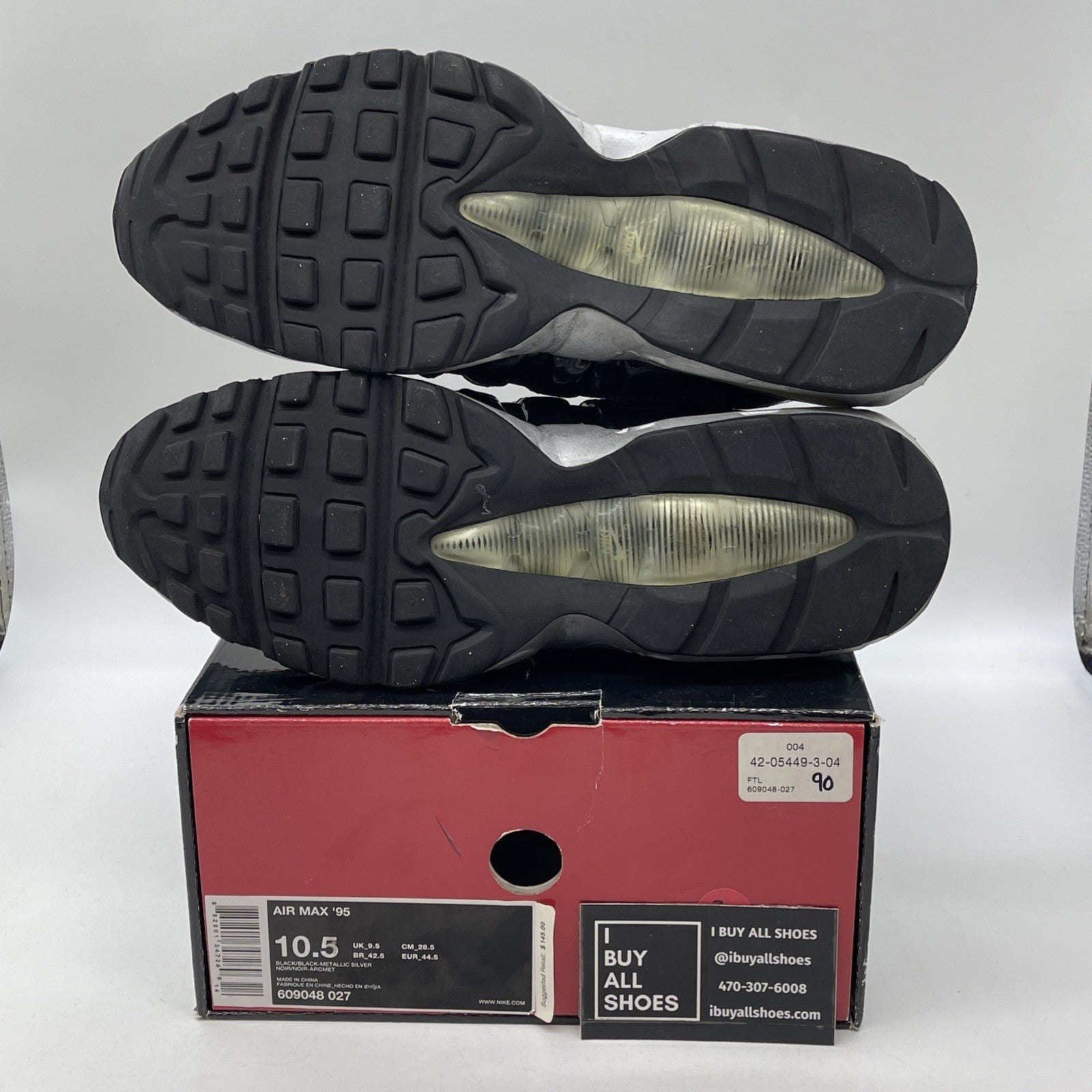 Size 10.5 - Nike Air Max 95 Black Silver Leather (609048-027)