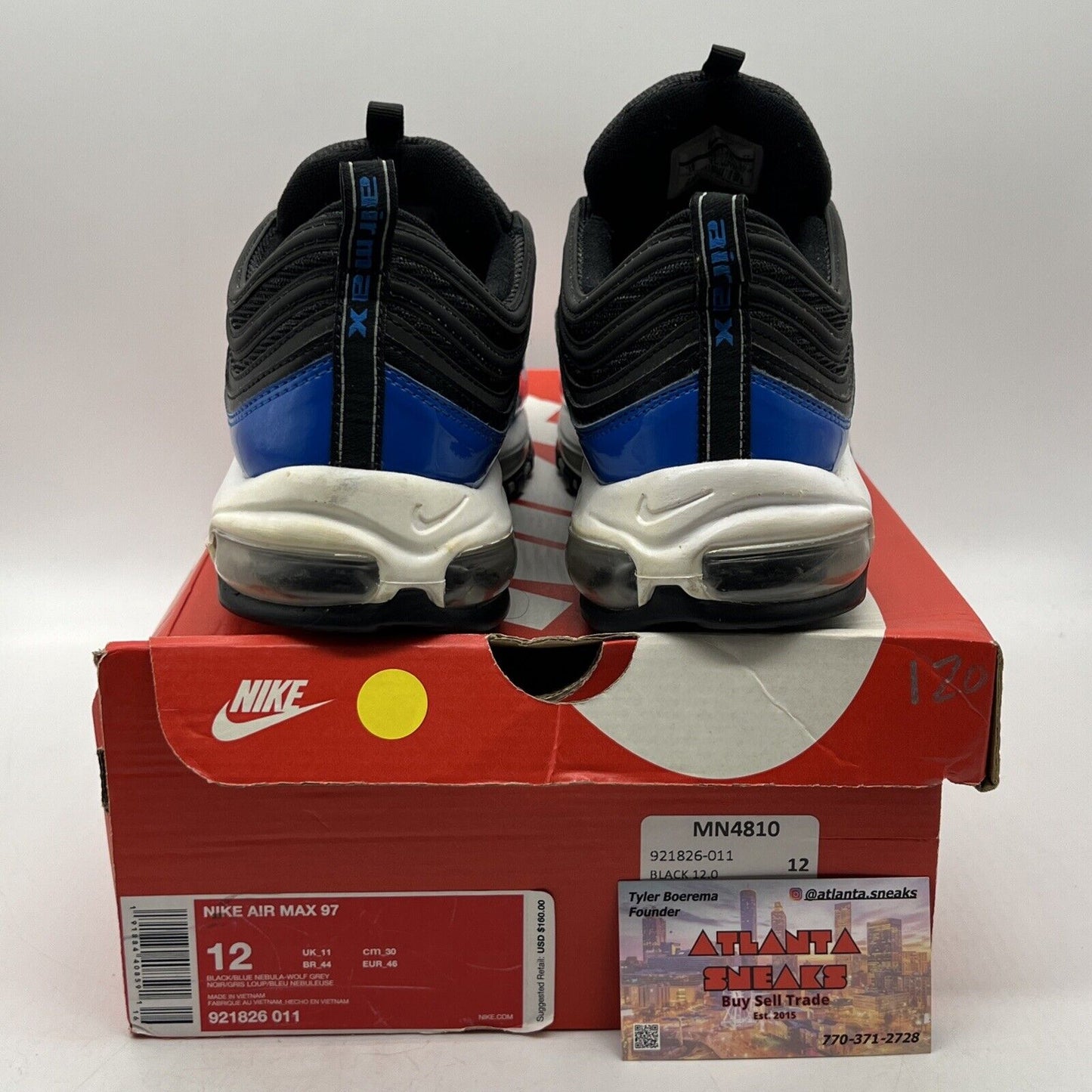 Size 12 - Nike Air Max 97 Blue Nebula Blue Black White (921826-001)