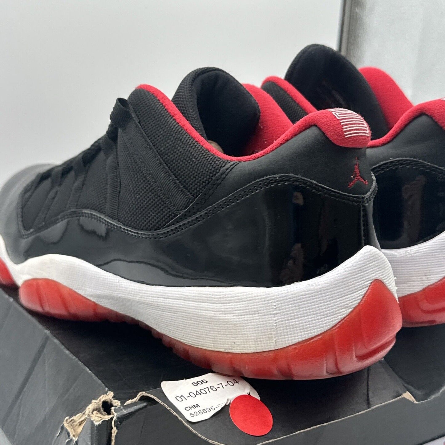 Size 12 - Jordan 11 Retro Low bred 2015 Black White Patent With Box Red Classic