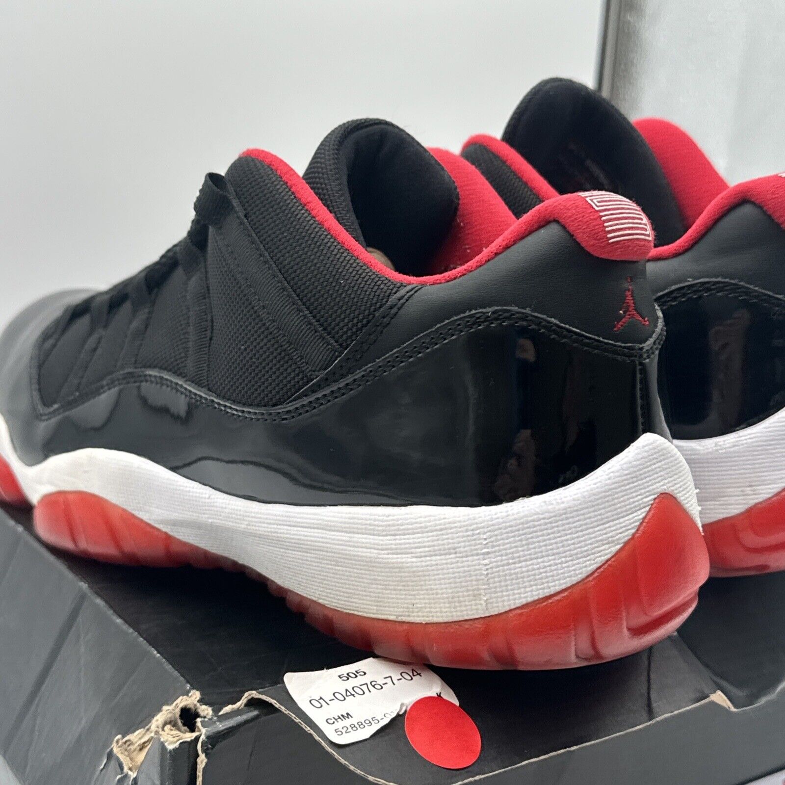 Size 12 - Jordan 11 Retro Low bred 2015 Black White Patent With Box Red Classic