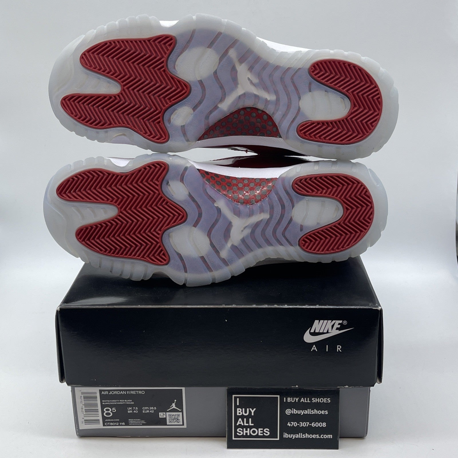 Size 8.5 - Jordan 11 Retro High Cherry White Leather (CT8012-116)