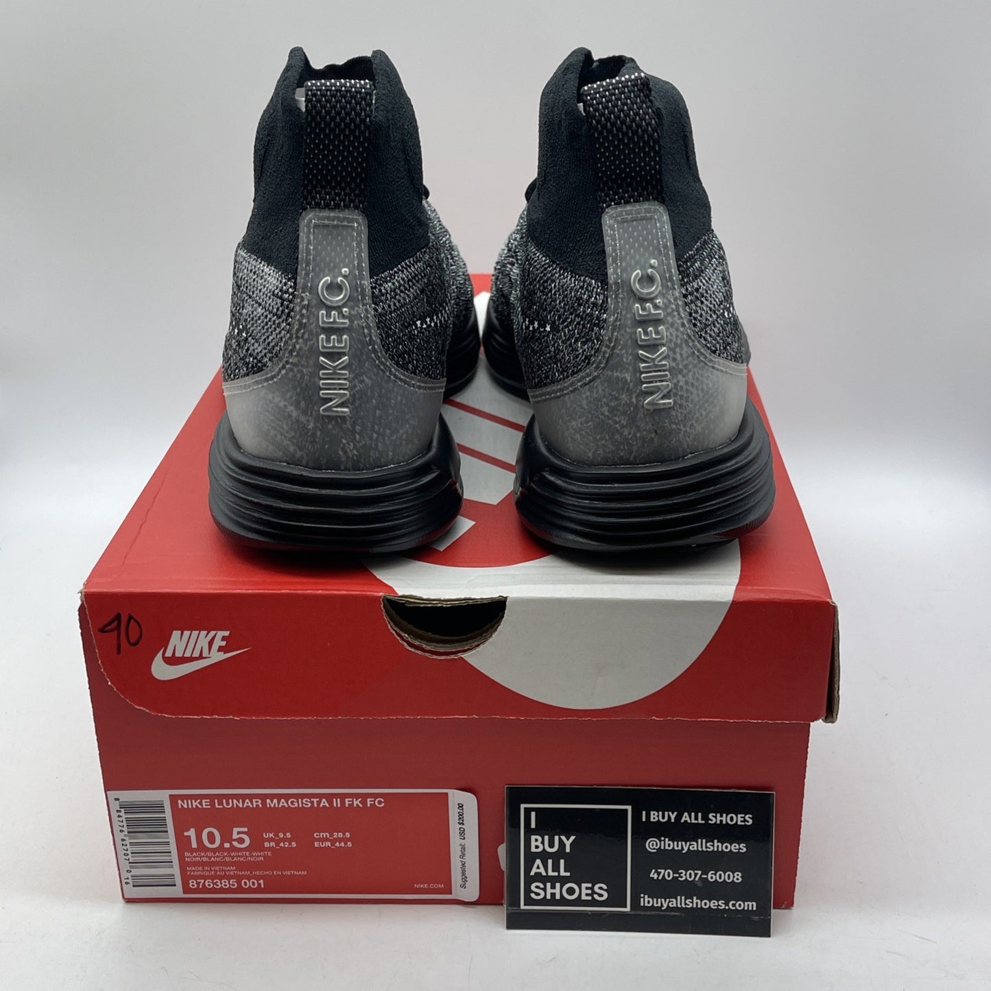 Size 10.5 - Nike Lunar Magista 2 Flyknit FC Black White Suede (876385-001)