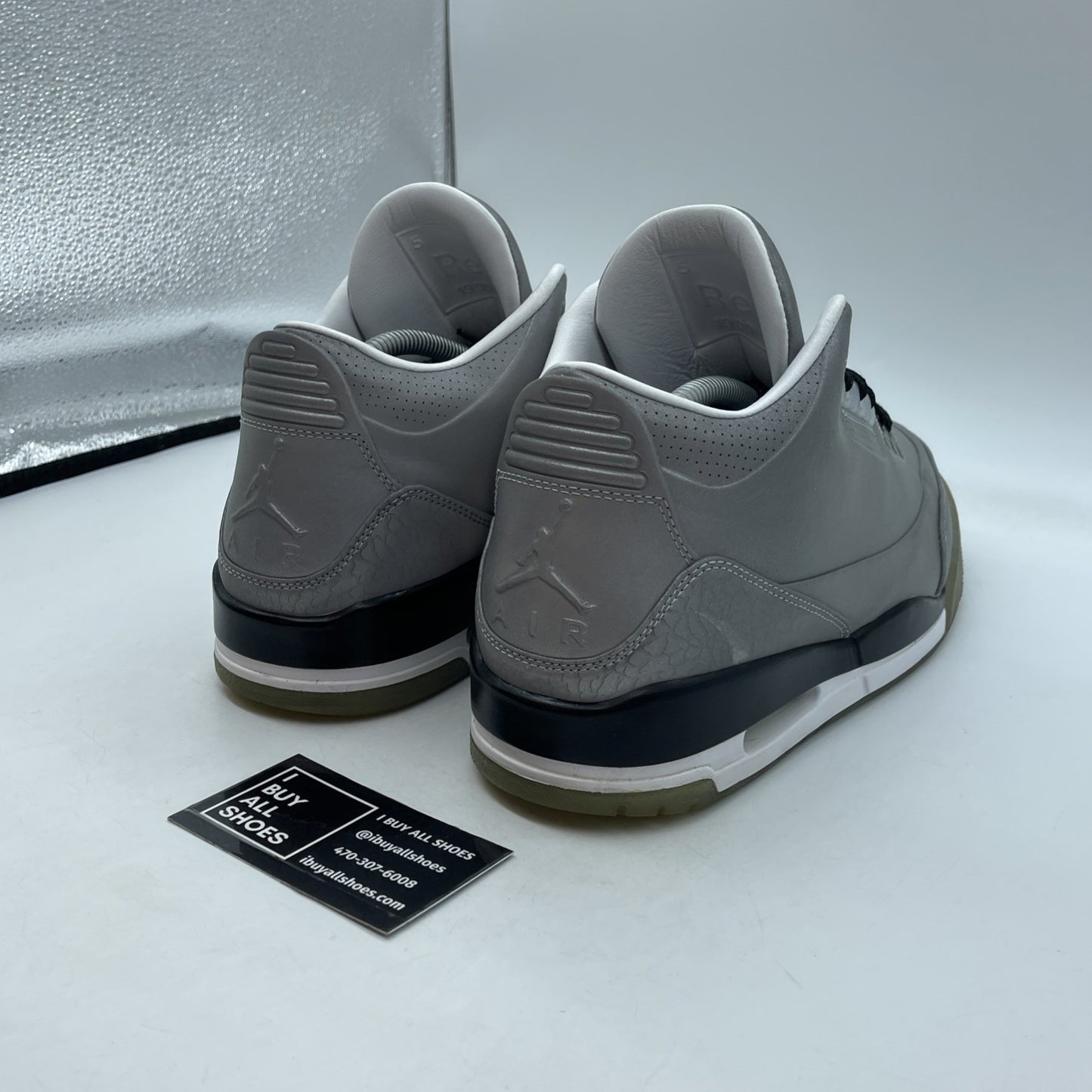 Size 9.5 - Air Jordan 3 5Lab3 Reflective Silver Black Leather (631603-003)