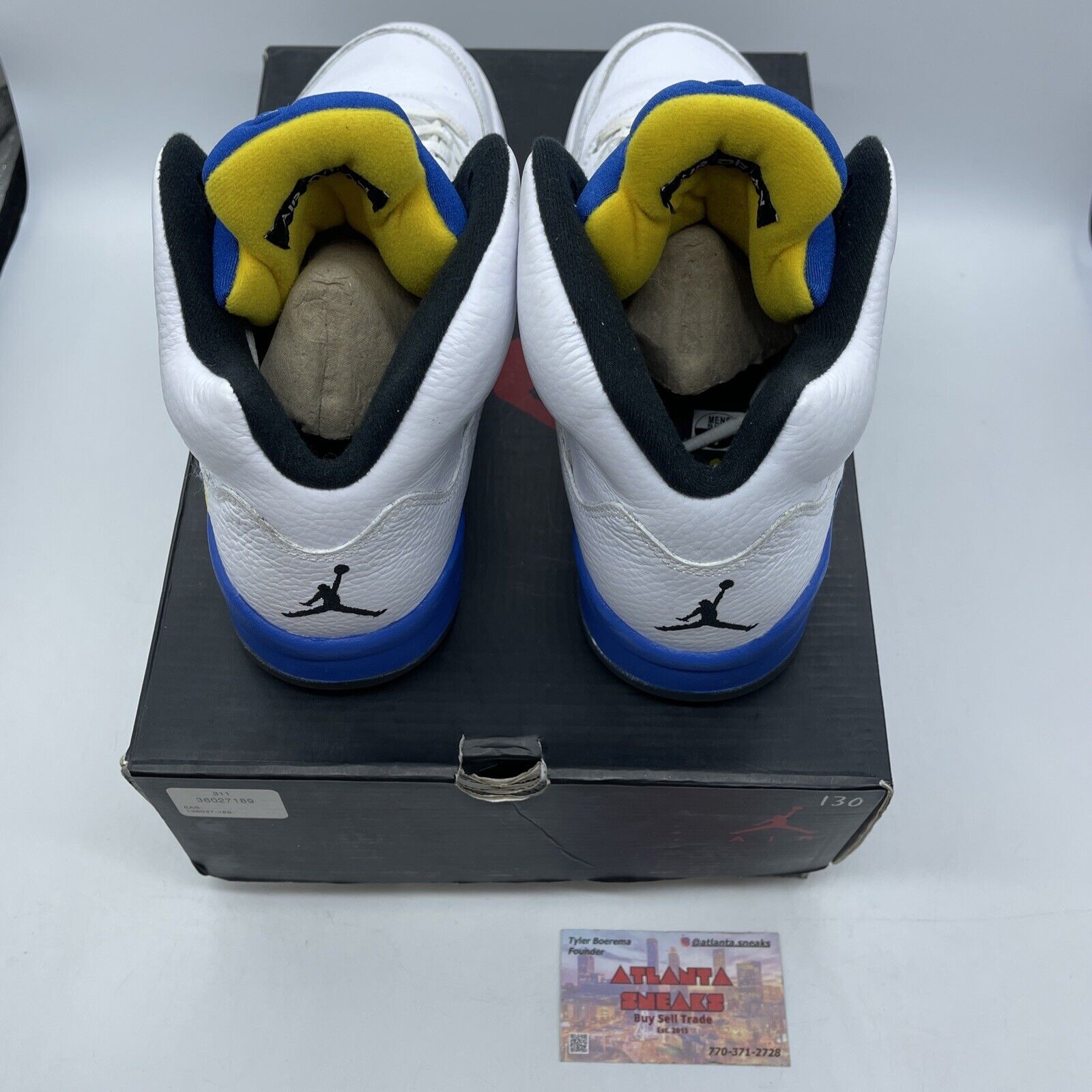 Size 9 - Air Jordan 5 Retro 2013 Laney White Yellow Blue Leather (136027-189)