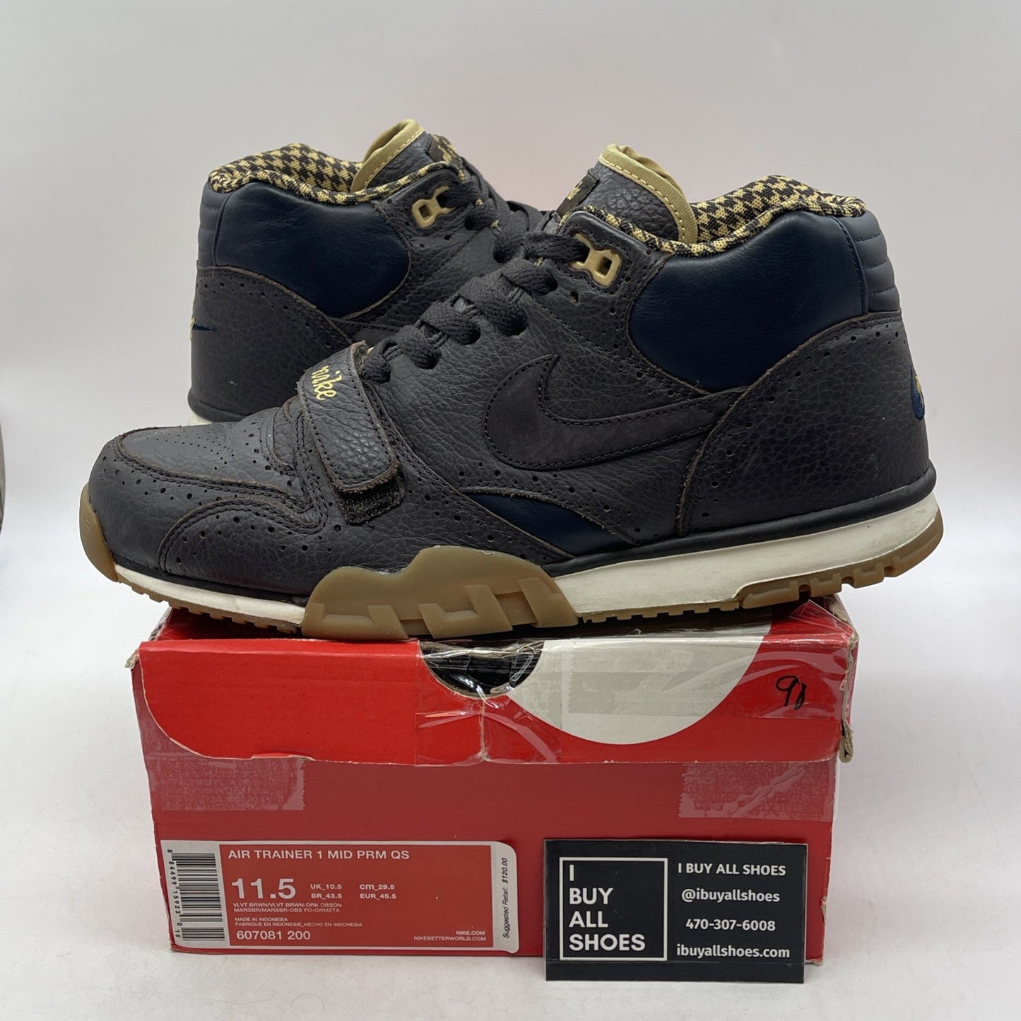 Size 11.5 - Nike Air Trainer 1 Prm Qs Mid Brogue (607081-200)