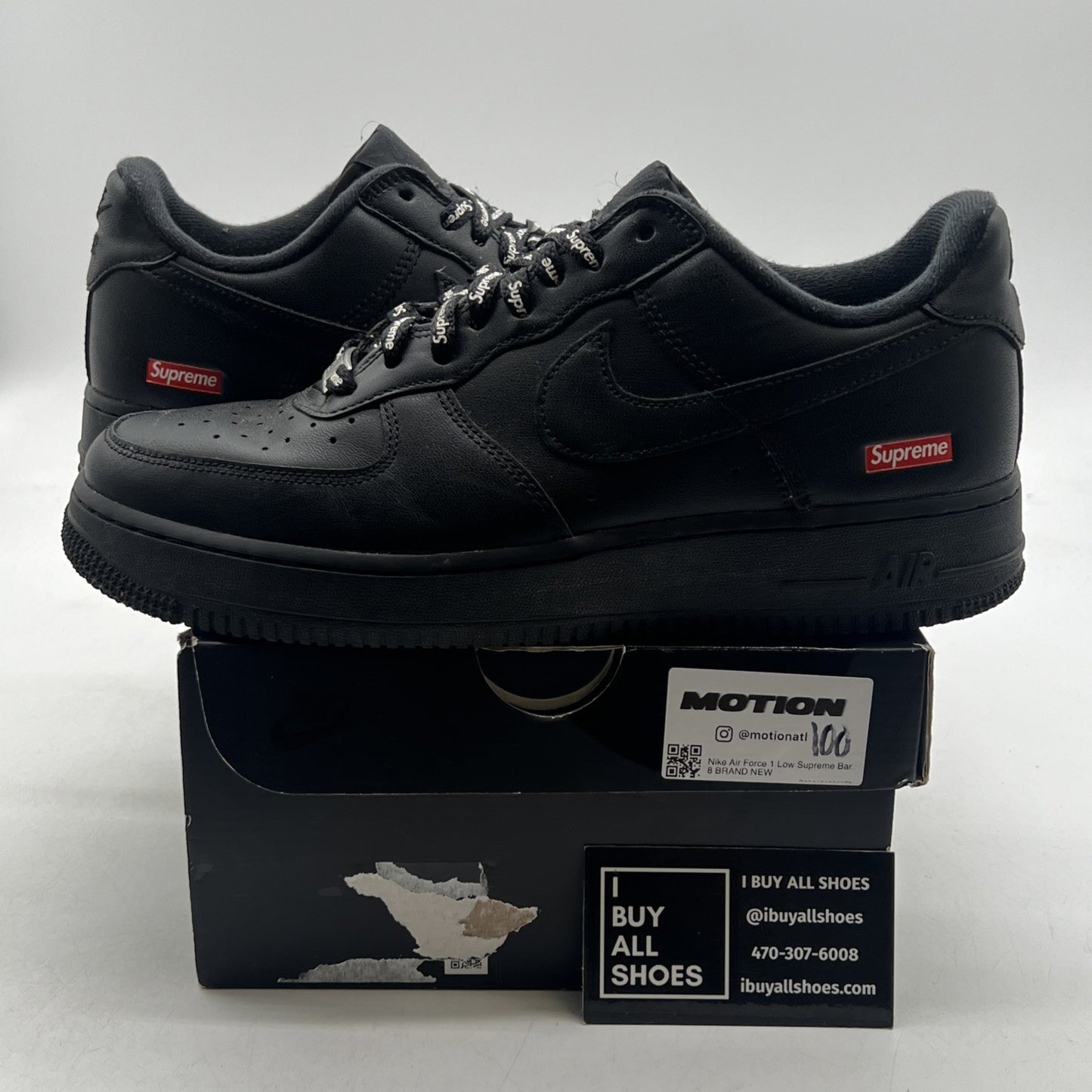 Size 8 - Nike Air Force 1 Low x Supreme Box Logo - Black (CU9225-001)