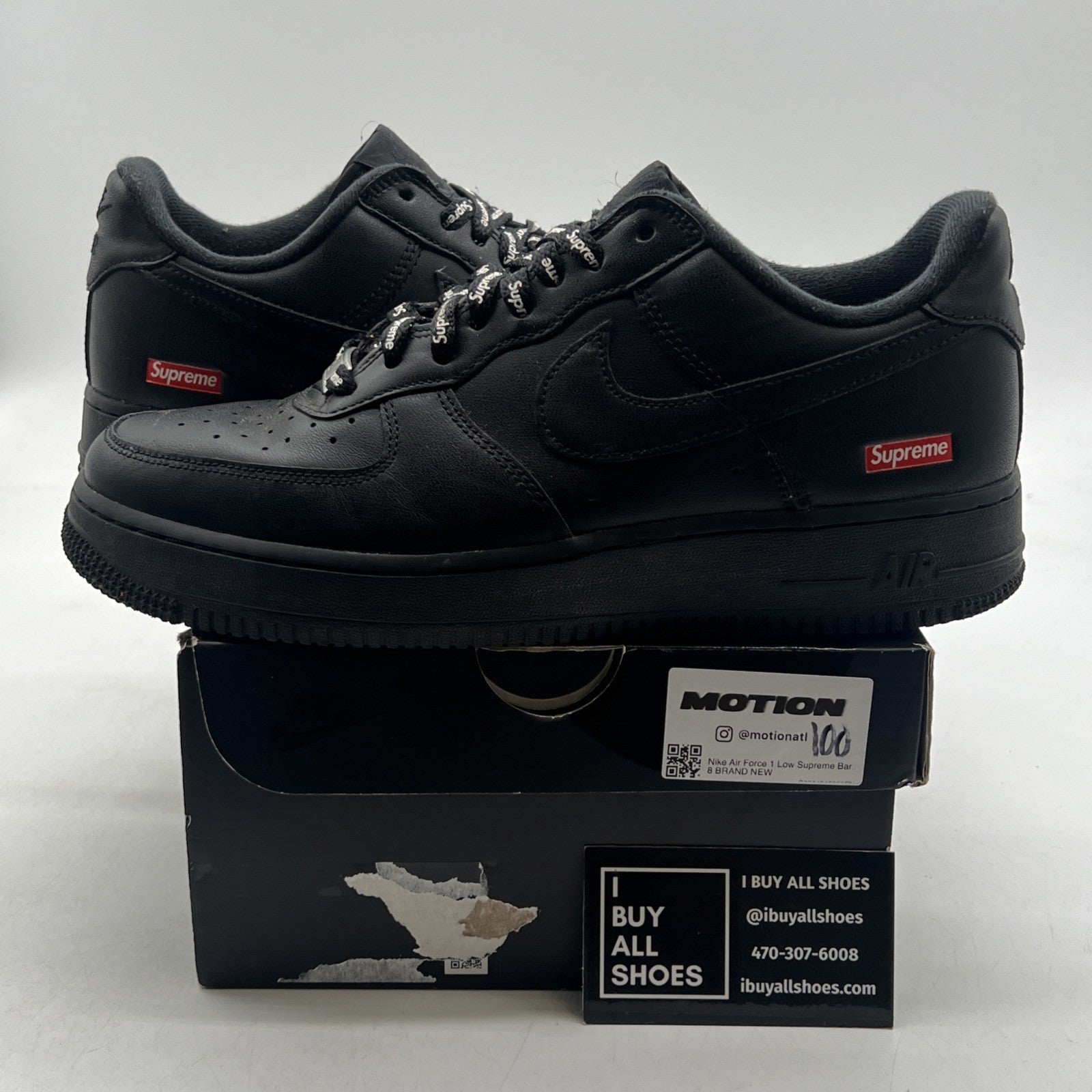 Size 8 - Nike Air Force 1 Low x Supreme Box Logo - Black (CU9225-001)
