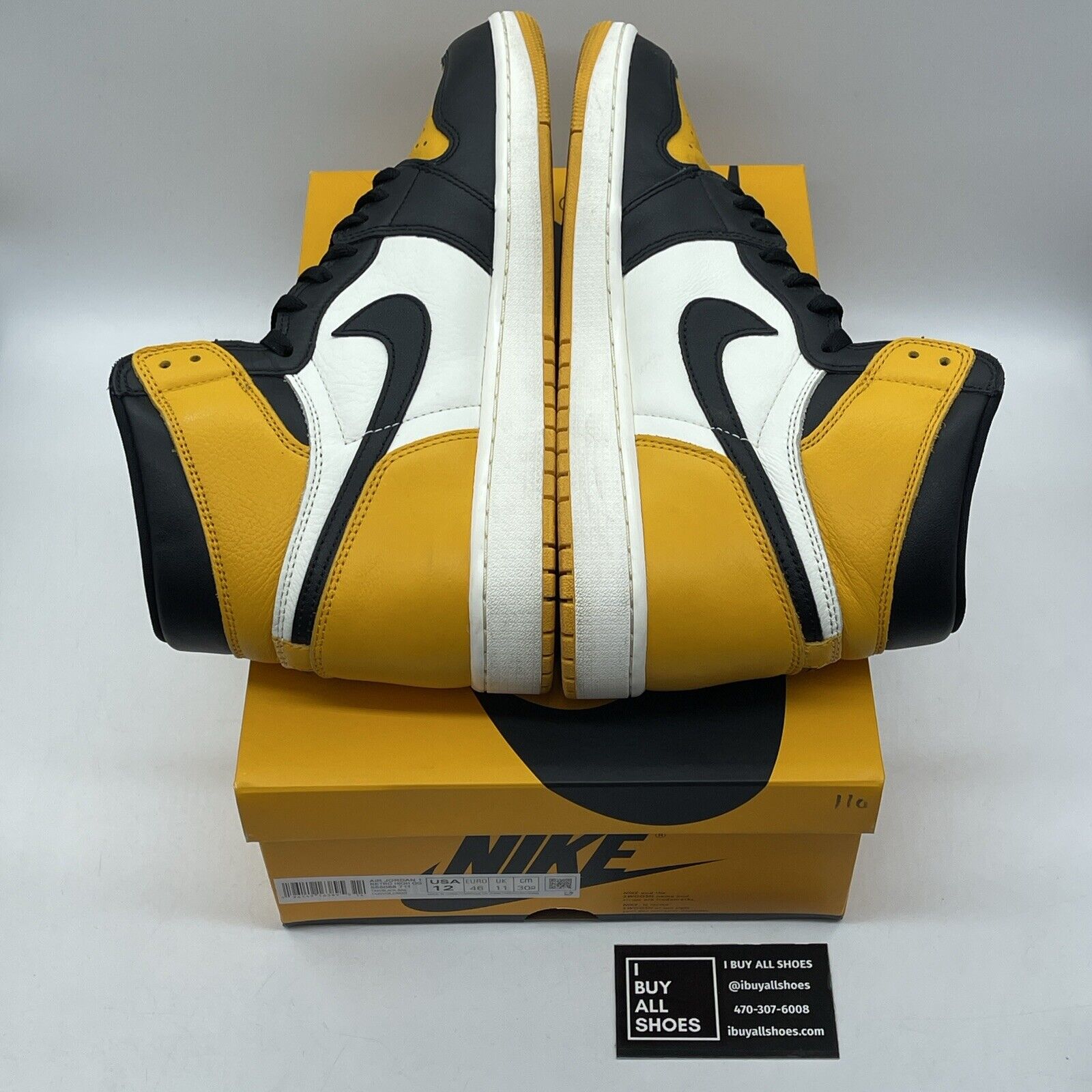 Size 12 - Jordan 1 Retro OG High Yellow Toe White Black Leather (555088-711)