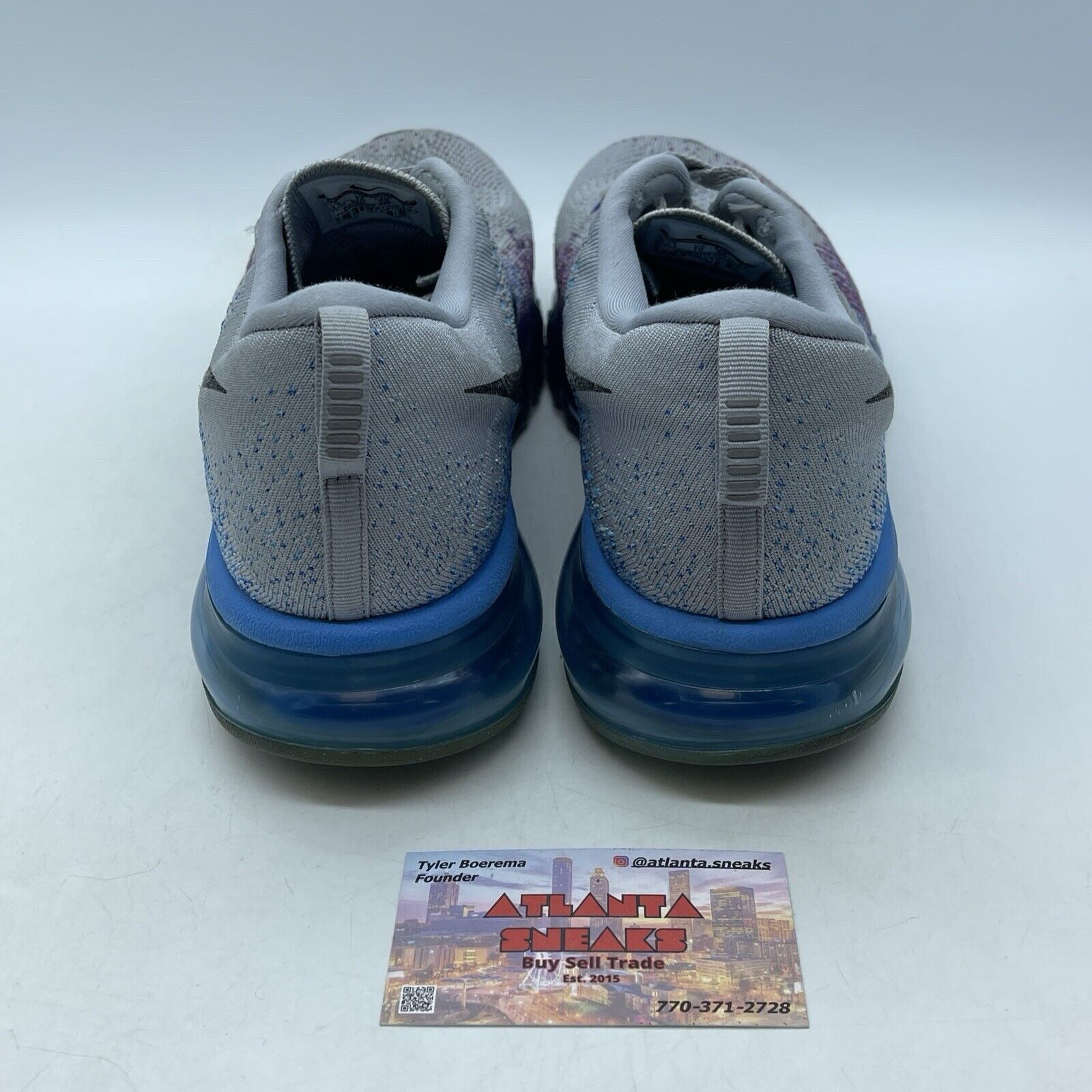 Size 11 - Nike Flyknit Max Purple Vivid Blue Grey Black Suede (620469-005)