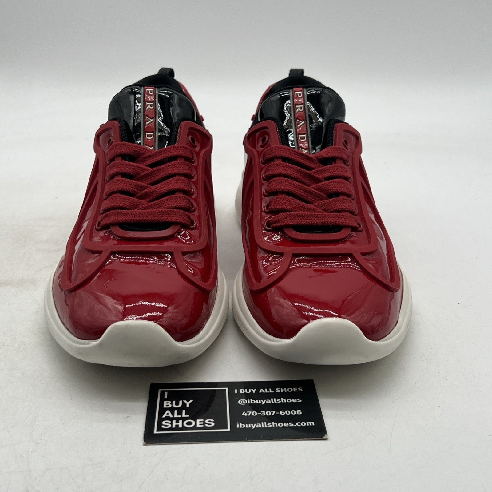 Size 8.5P - PRADA Men's Americas Cup Sneakers Red