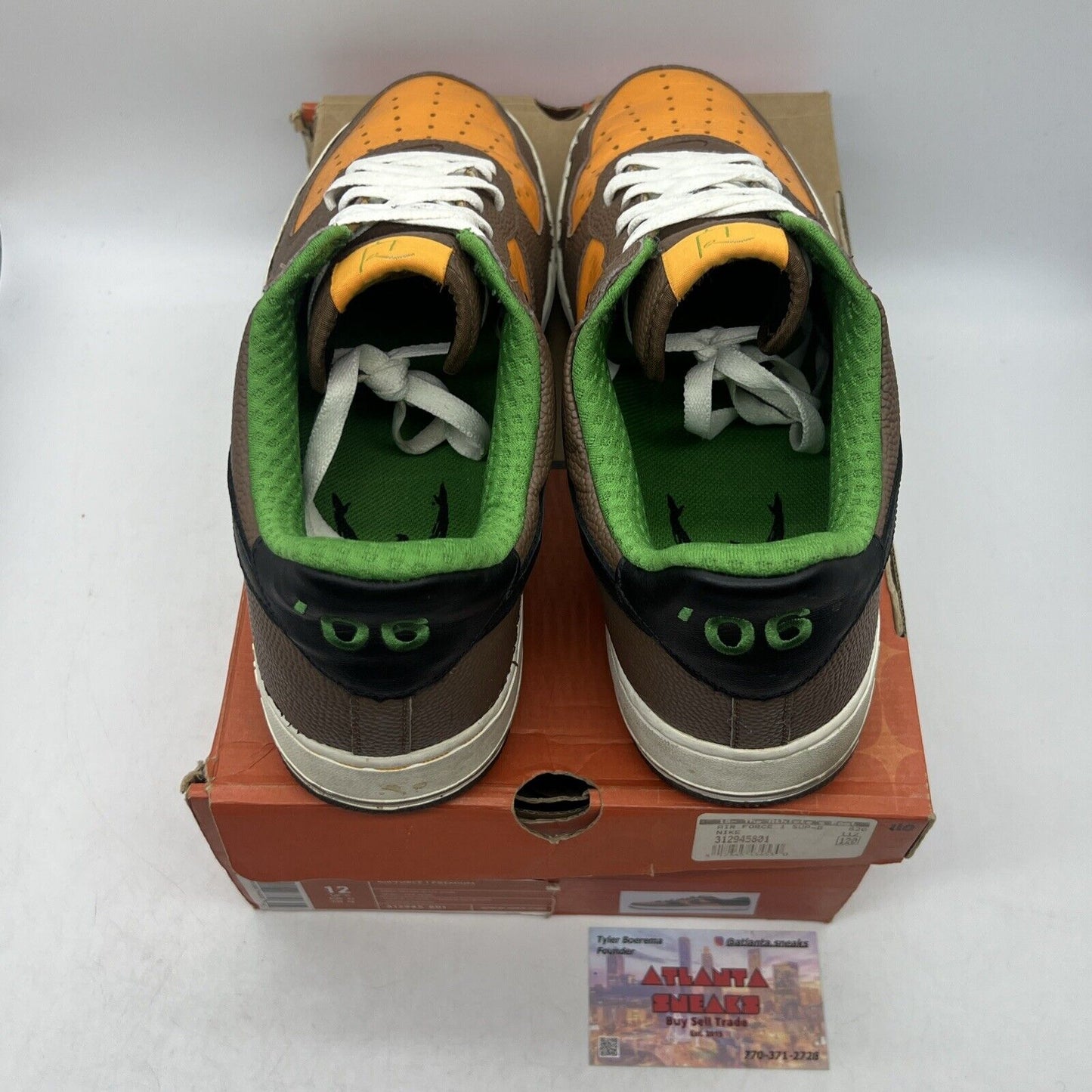 Size 12 - Nike Air Force 1 Premium Super Bowl Orange Brown Leather (312945-801)