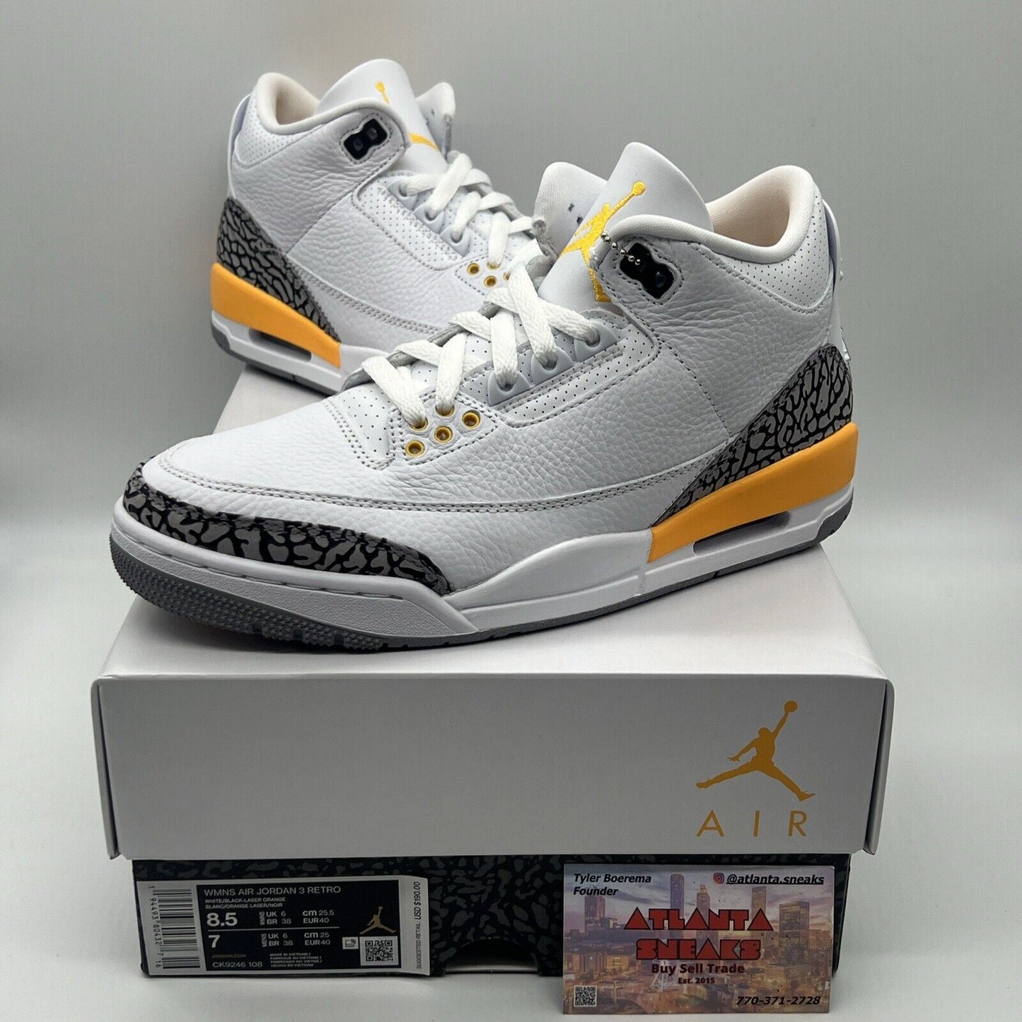 Size 8.5w - Jordan 3 Retro Laser Orange 2020 Brand New Og All Black Yellow