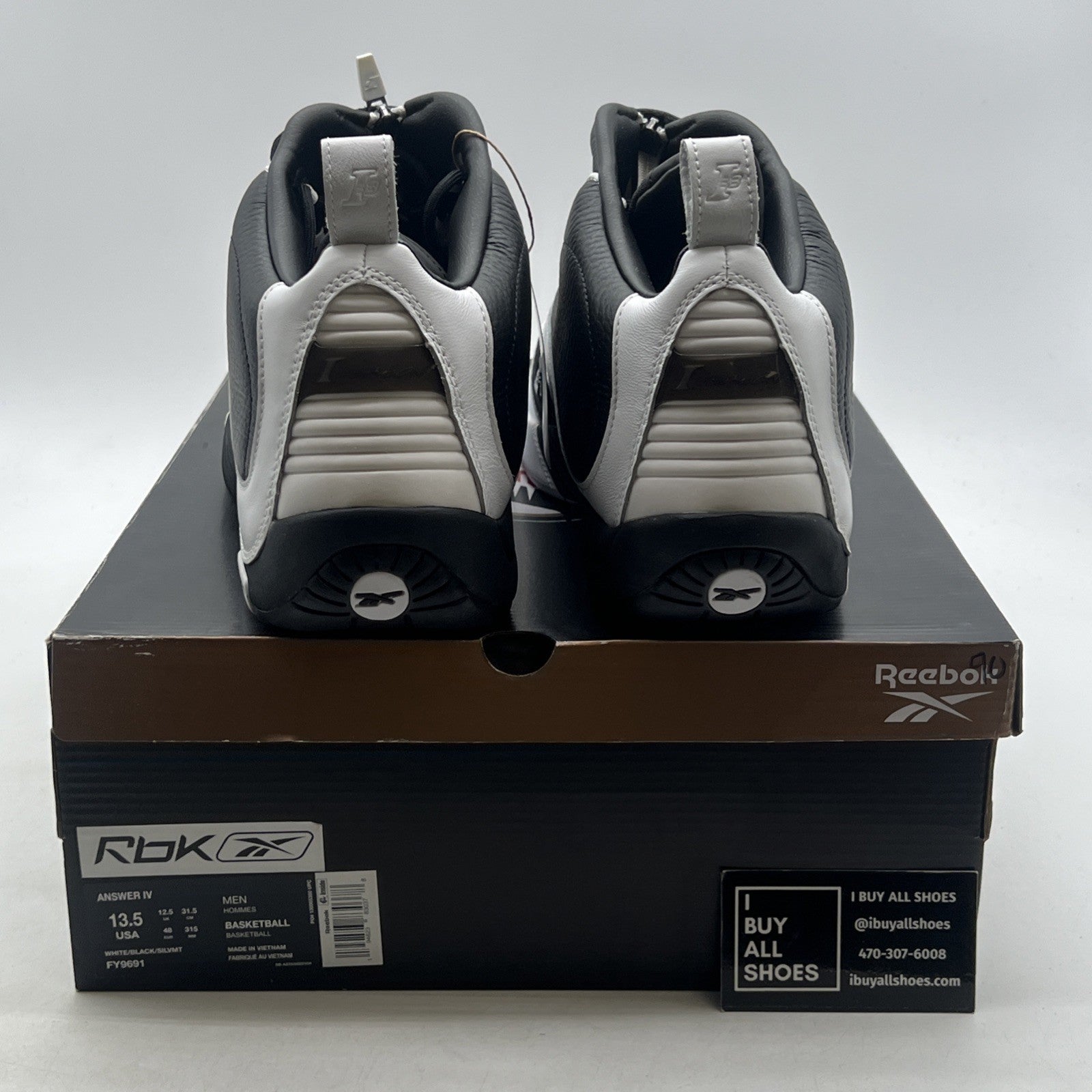 Size 13.5 - Reebok Answer 4 White Black (FY9691)