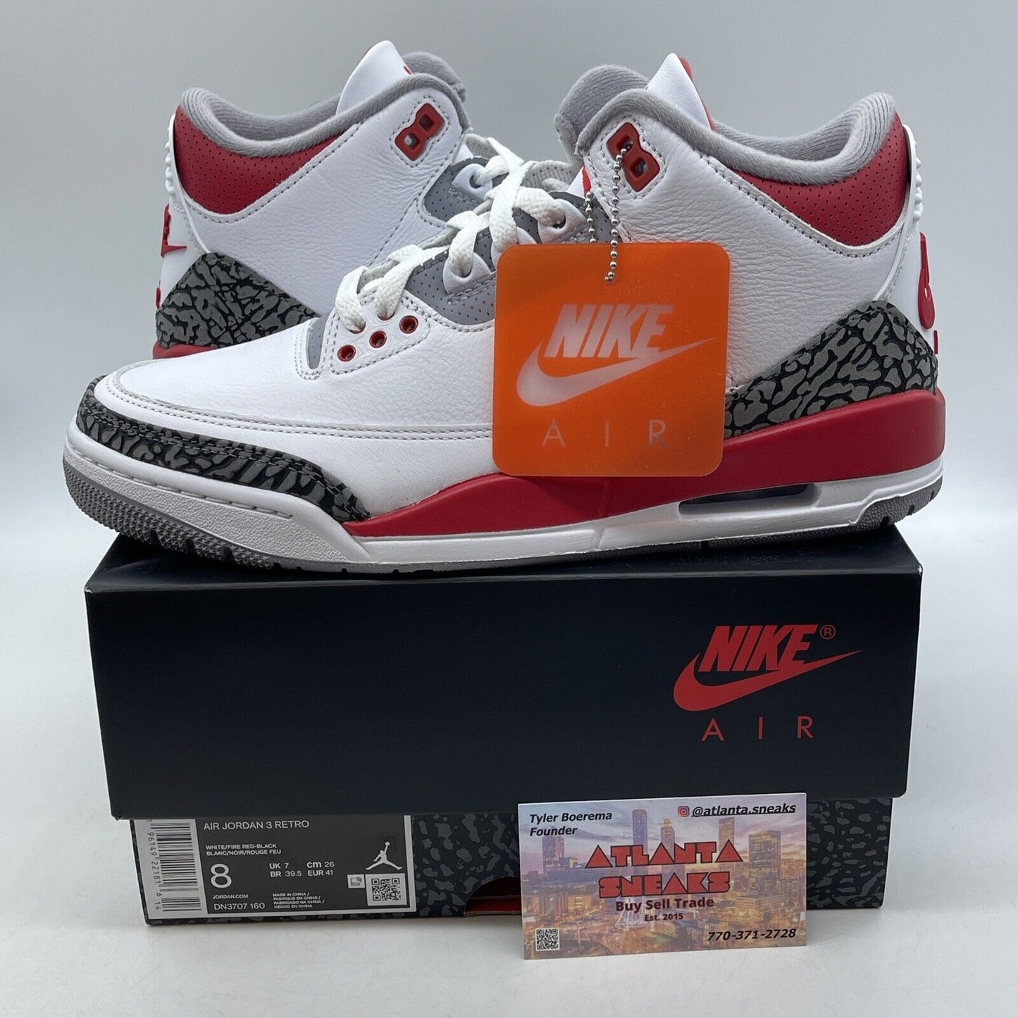 Size 8 - Jordan 3 Retro Mid Fire Red White Grey Suede Leather (DN3707-160)