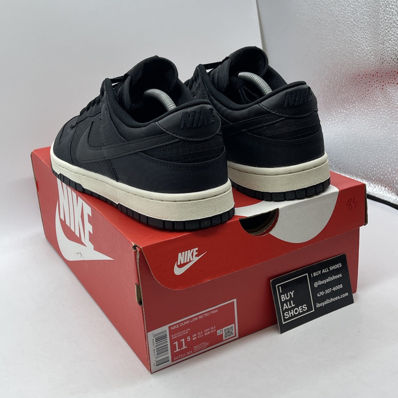 Size 11.5 - Nike Dunk Low Black Canvas Suede Leather (DV7211-001)
