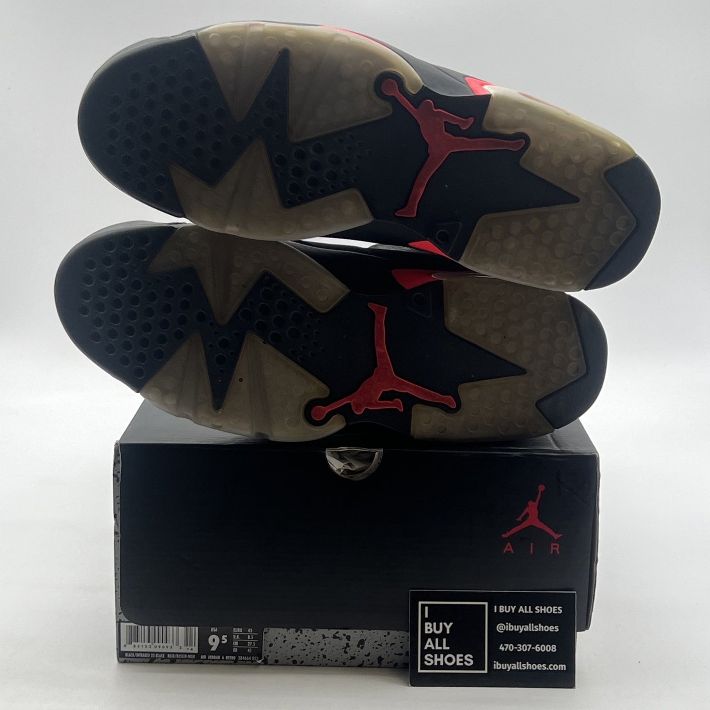Size 9.5 - Air Jordan 6 Retro Infrared Black 2014 (384664-023)