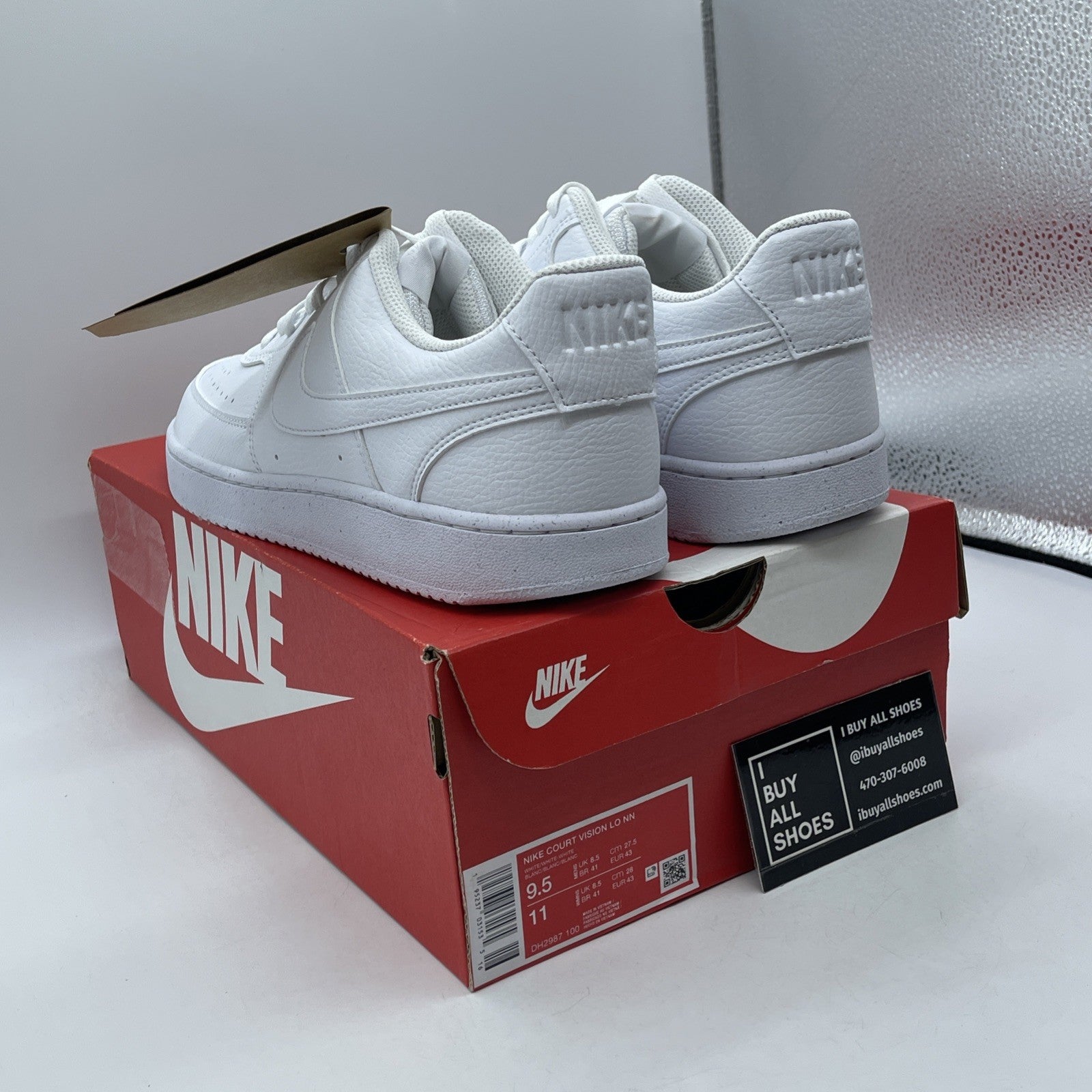 Size 9.5 - Nike Court Vision Next Nature Low Triple White Leather (DH2987-100)