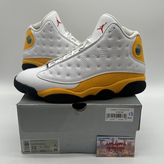 Size 13 - Jordan 13 Del Sol 2022 White Yellow Black With Box Red Logo Jumpman