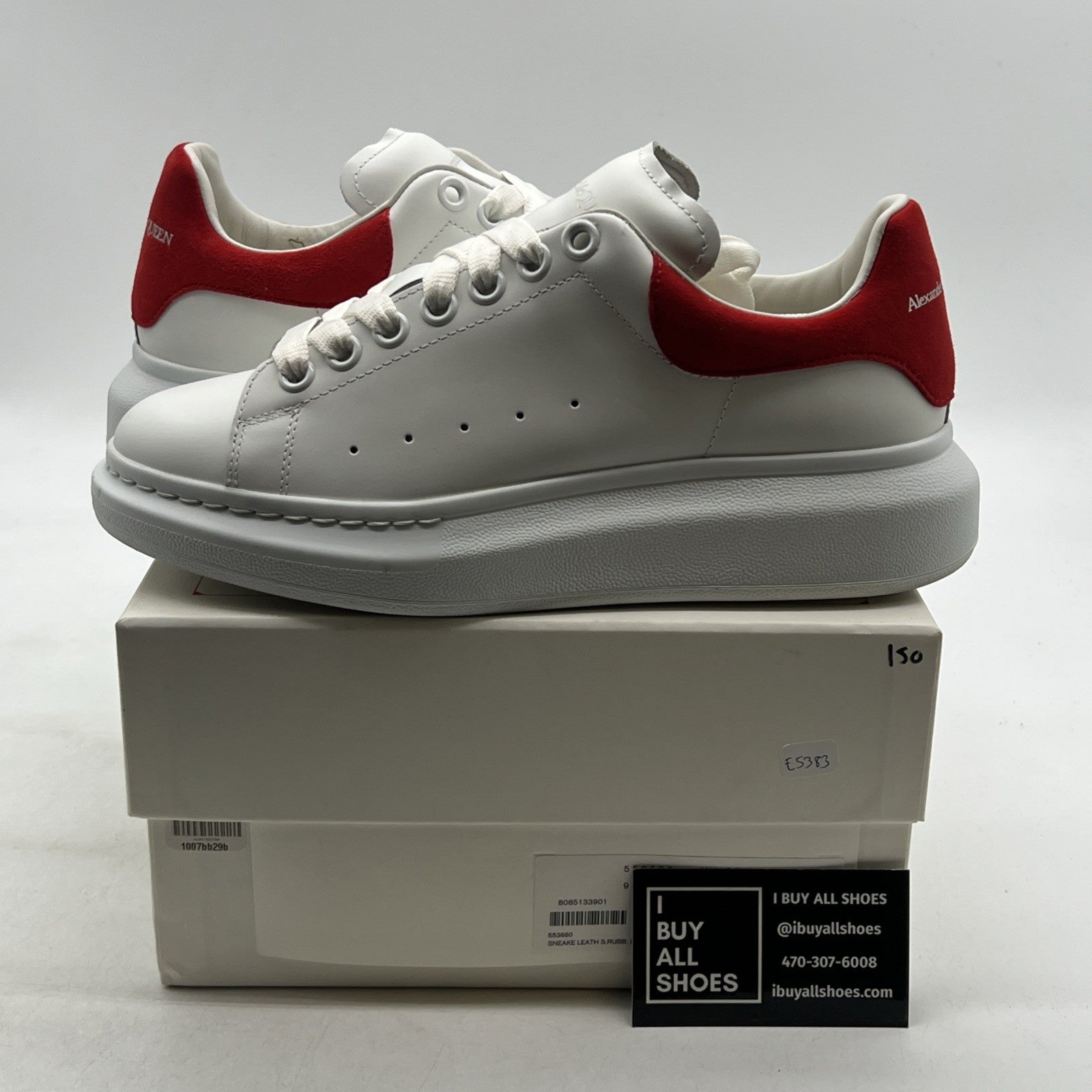 Size 39.5 - Alexander Mcqueen Oversized Platform Leather White/Red Suede