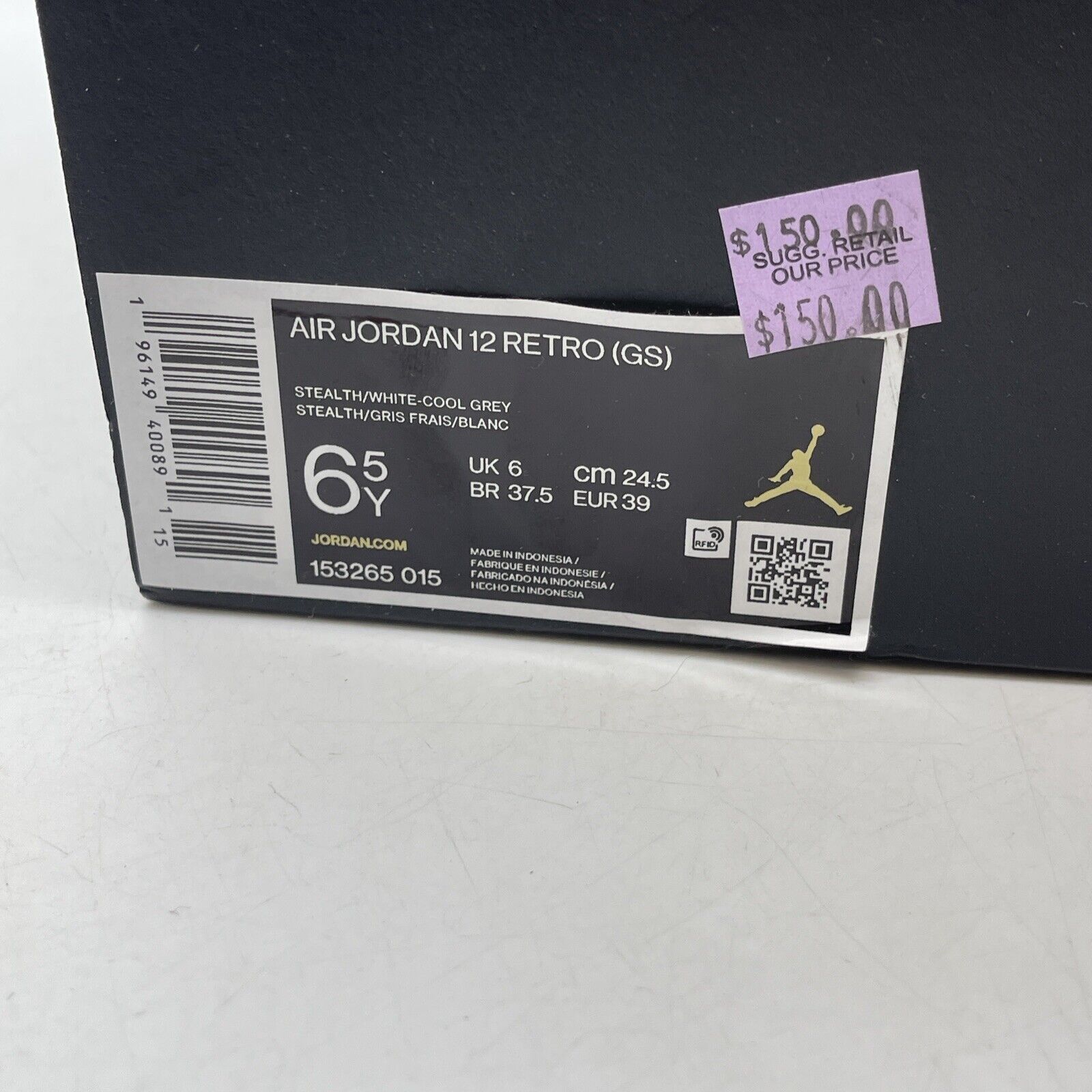 Size 7 - Jordan 12 Stealth 2022 Grey White Leather (153265-015)