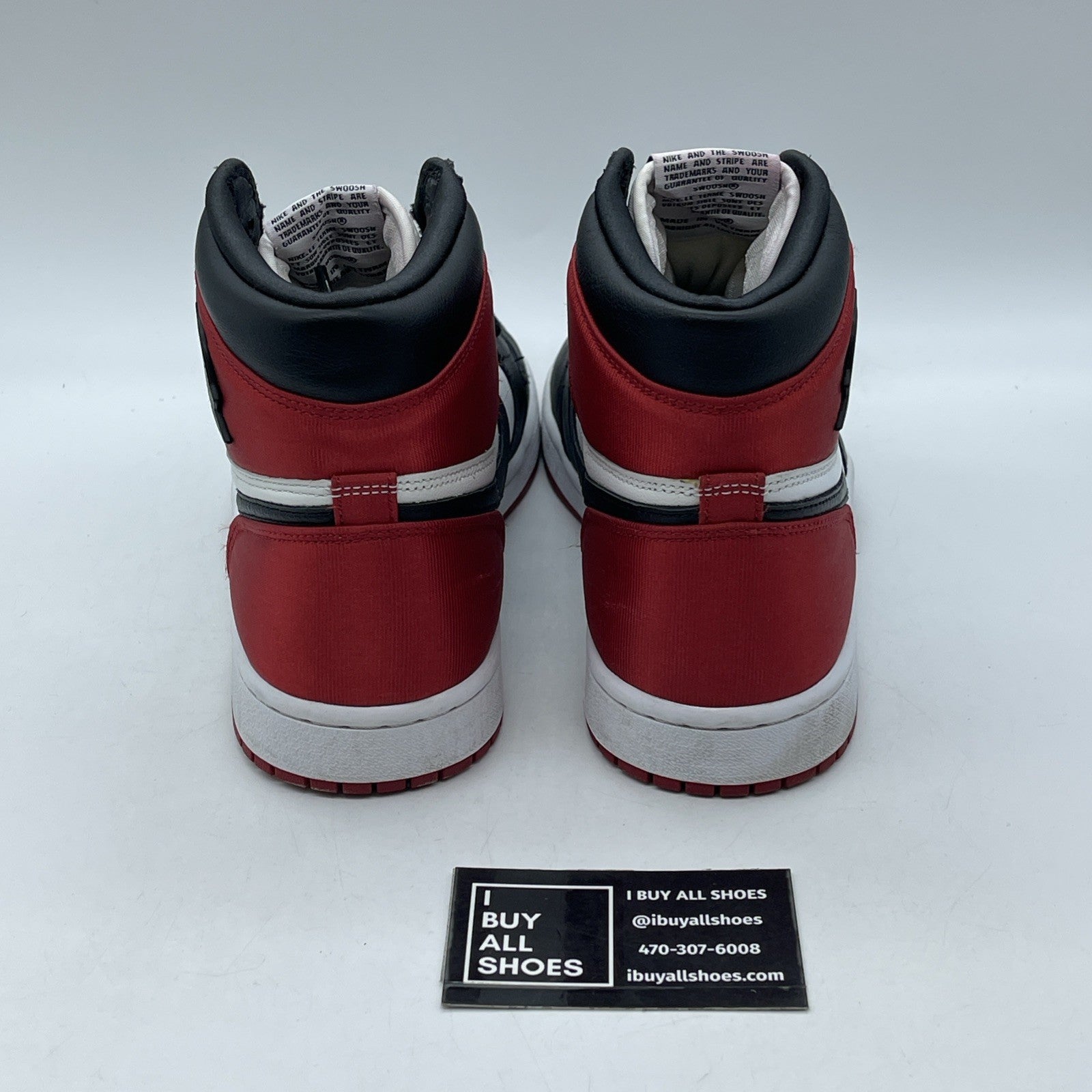 Size 11W - Air Jordan 1 Retro High Satin Black Toe (CD0461-016)