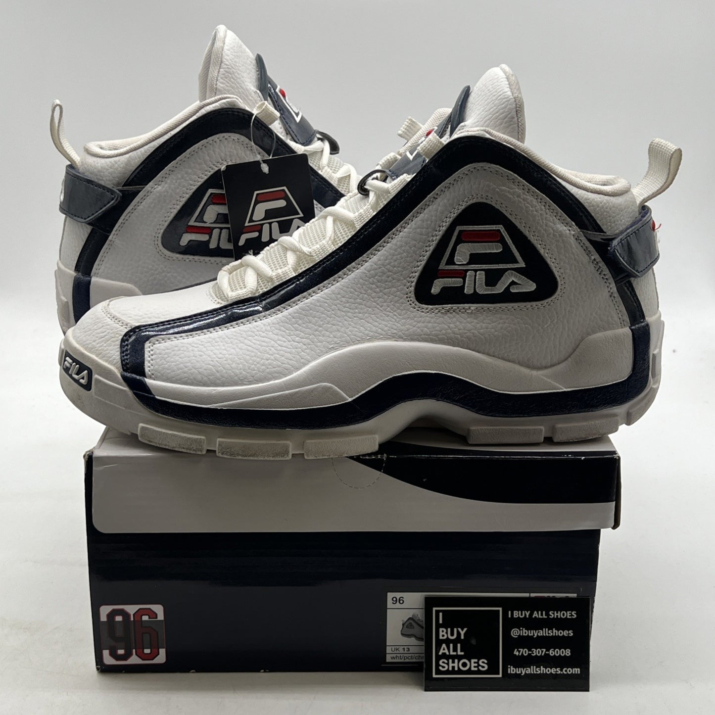 Size 14 - FILA GRANT HILL 2 II WHITE NAVY BLUE RED
