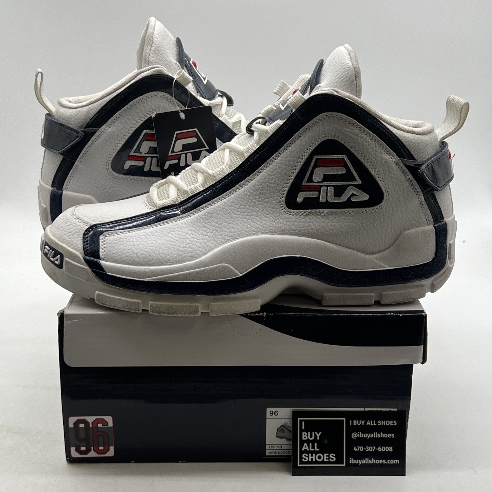 Size 14 - FILA GRANT HILL 2 II WHITE NAVY BLUE RED