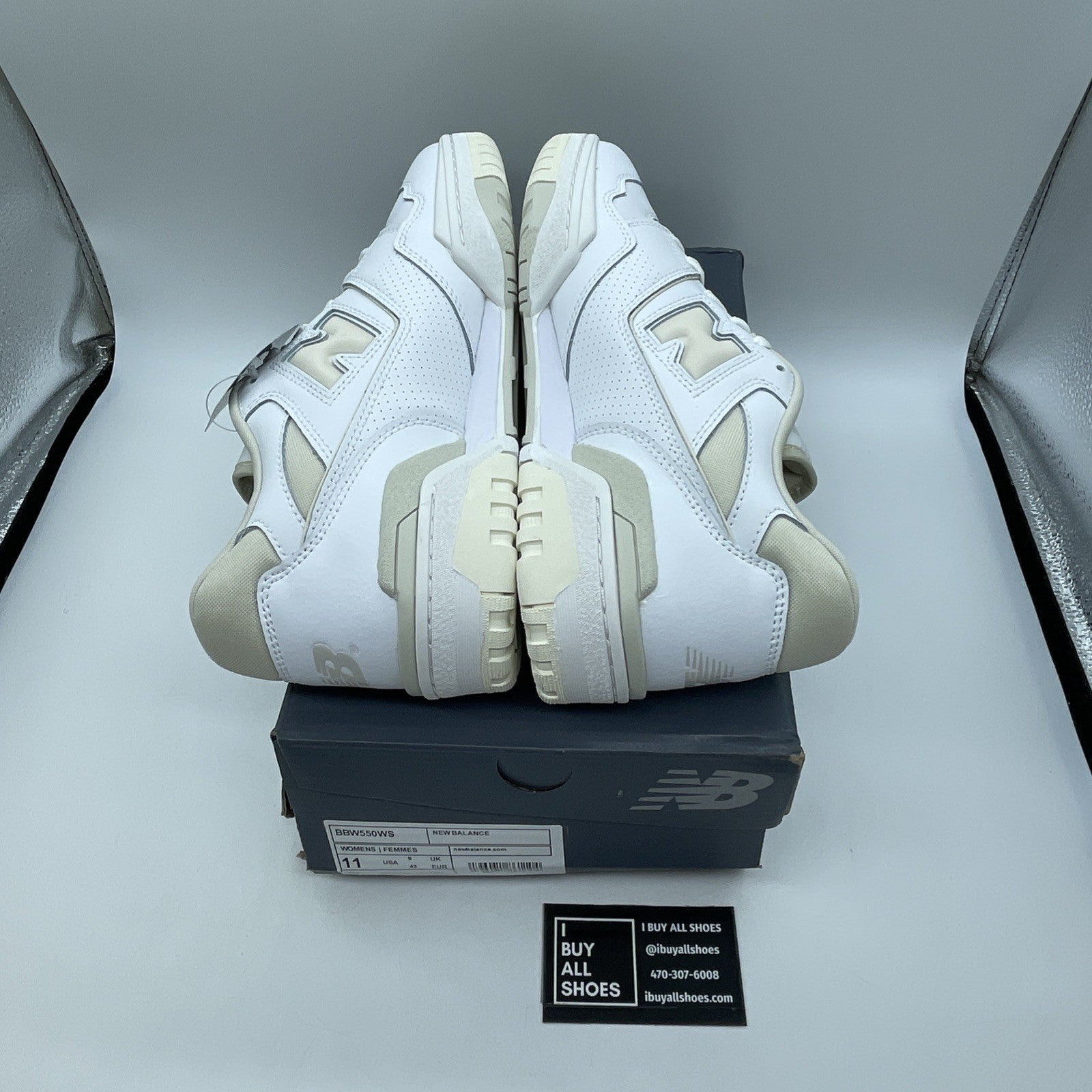 Size 11W - New Balance 550 Silver Birch White Leather (BBW550WS)