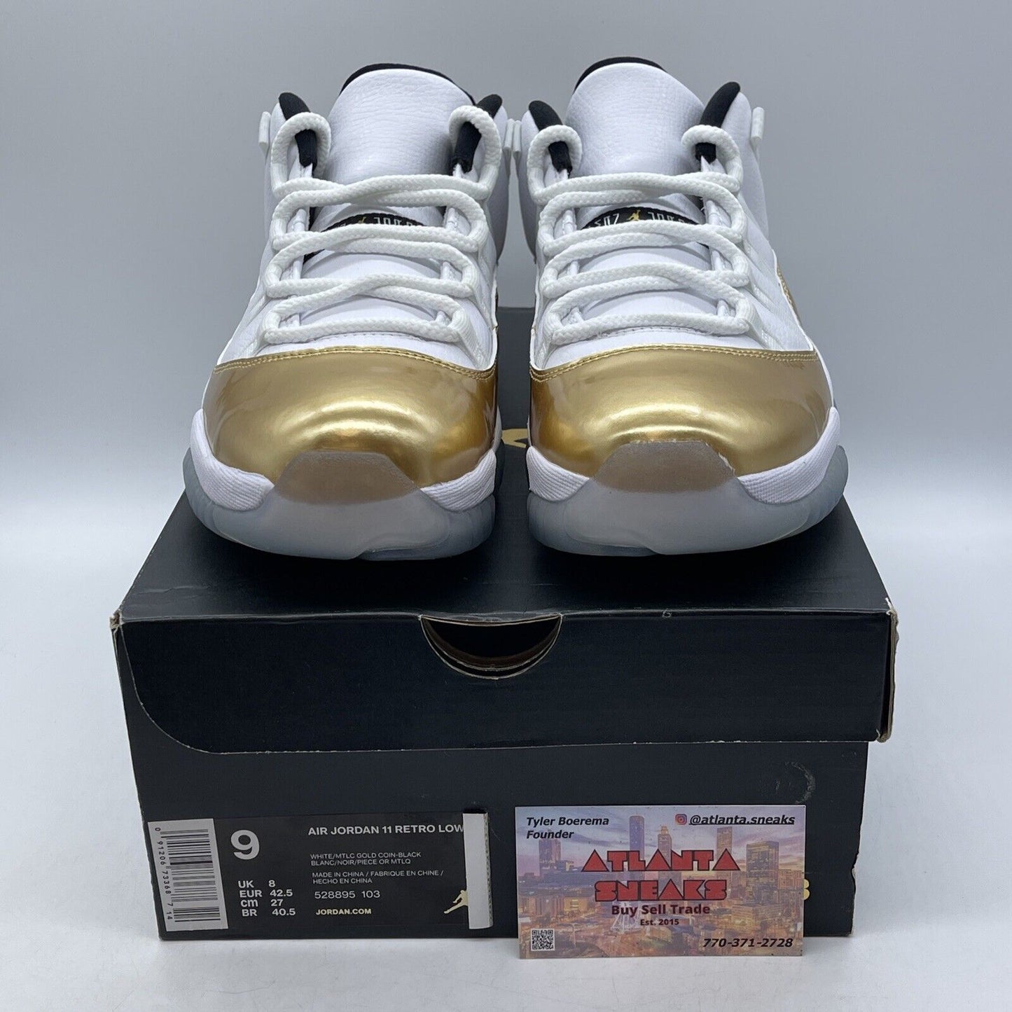 Size 9 - Air Jordan 11 Retro Low Closing Ceremony Gold White Black (528895-103)