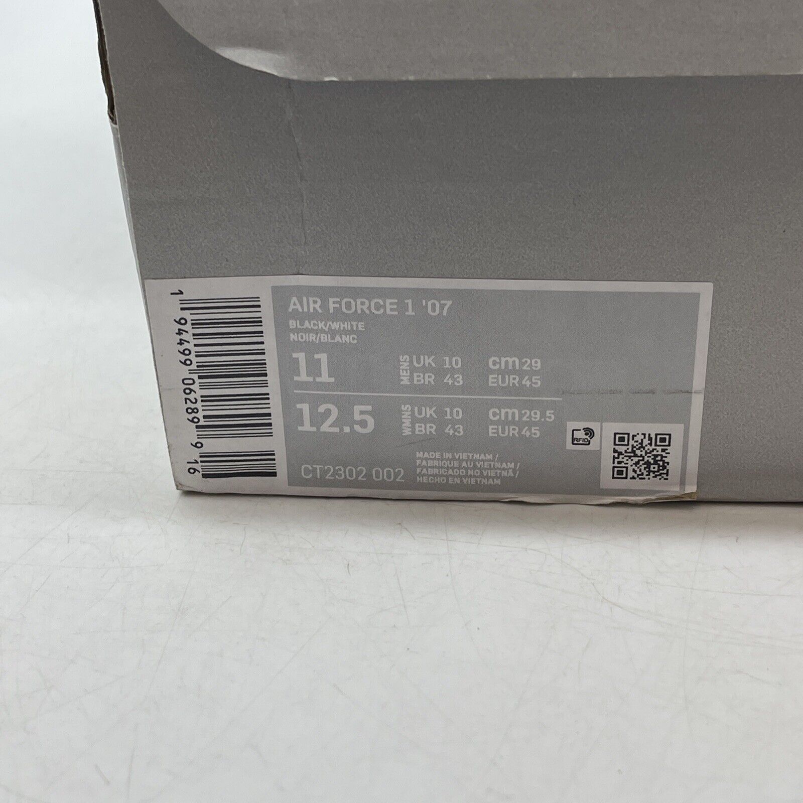 Size 11 - Nike Air Force 1 Black White Leather (CT2302-002)