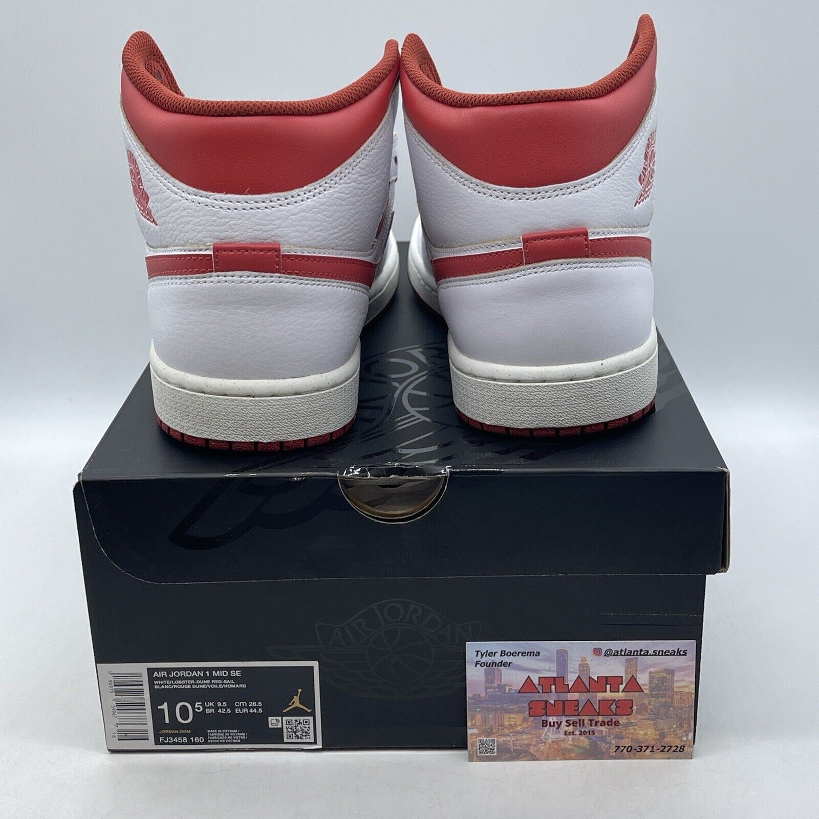 Size 10.5 - Air Jordan 1 Mid SE White Dune Red Leather (FJ3458-160)