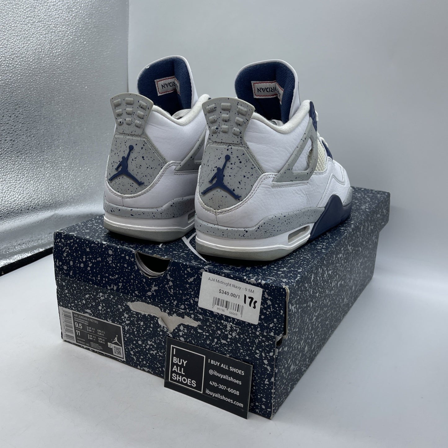 Size 9.5 - Jordan 4 Retro Mid Midnight Navy White Grey Leather (DH6927-140)