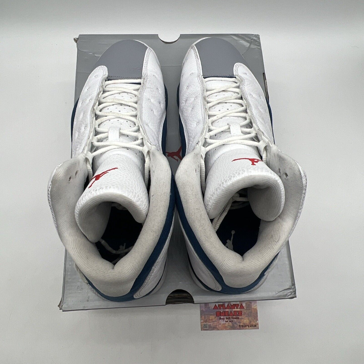 Size 13 - Jordan 13 Retro Mid French Blue White Grey Suede Leather (414571-164)