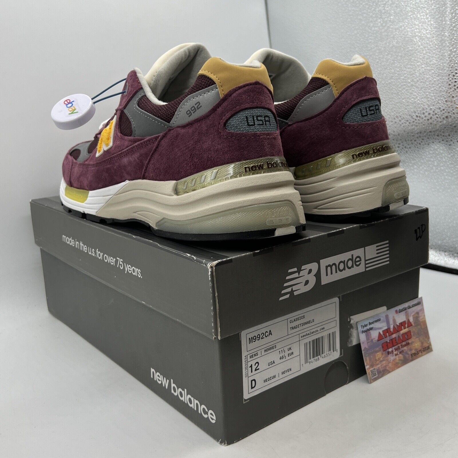 New Balance 992 Made In USA Burgundy Gold White (M992CA) Men’s Sneakers Size 12