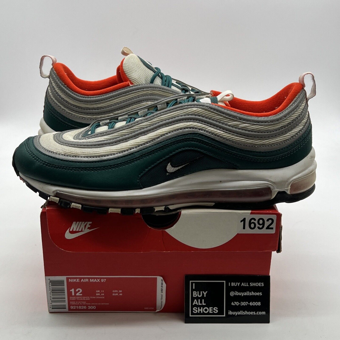 Size 12 - Nike Air Max 97 Miami Dolphins (921826-300)