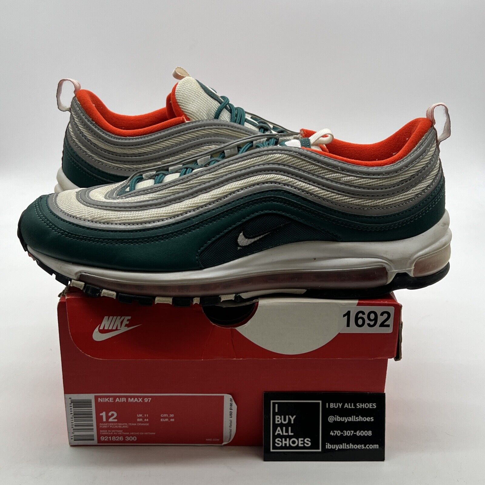 Size 12 - Nike Air Max 97 Miami Dolphins (921826-300)