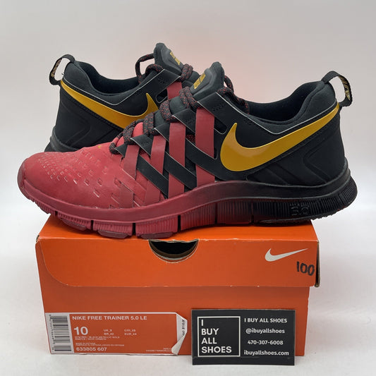 Size 10 - Nike Free Trainer 5.0 Team Jones Black Red Gold Suede (633805-607)