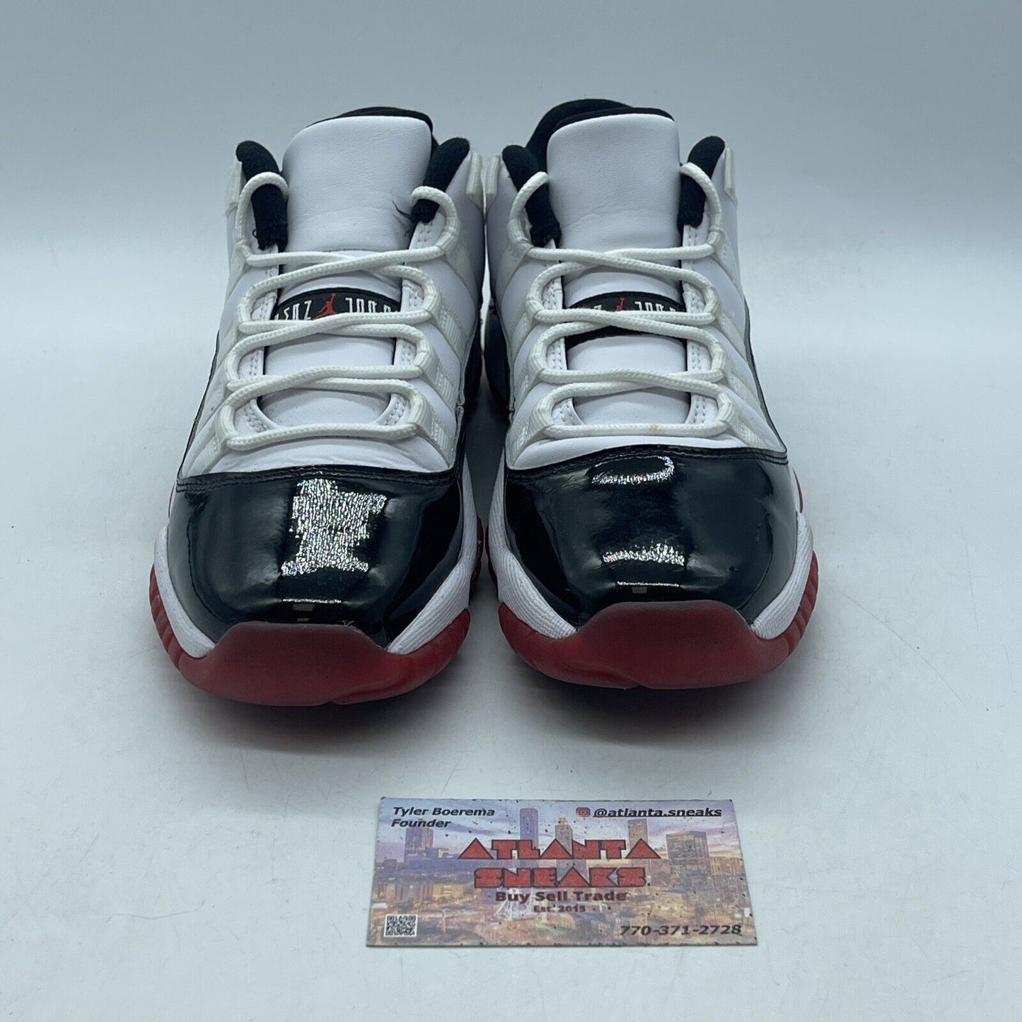 Air Jordan 11 Retro Low GS 'Concord-Bred' Black White Red Leather (528896-160)