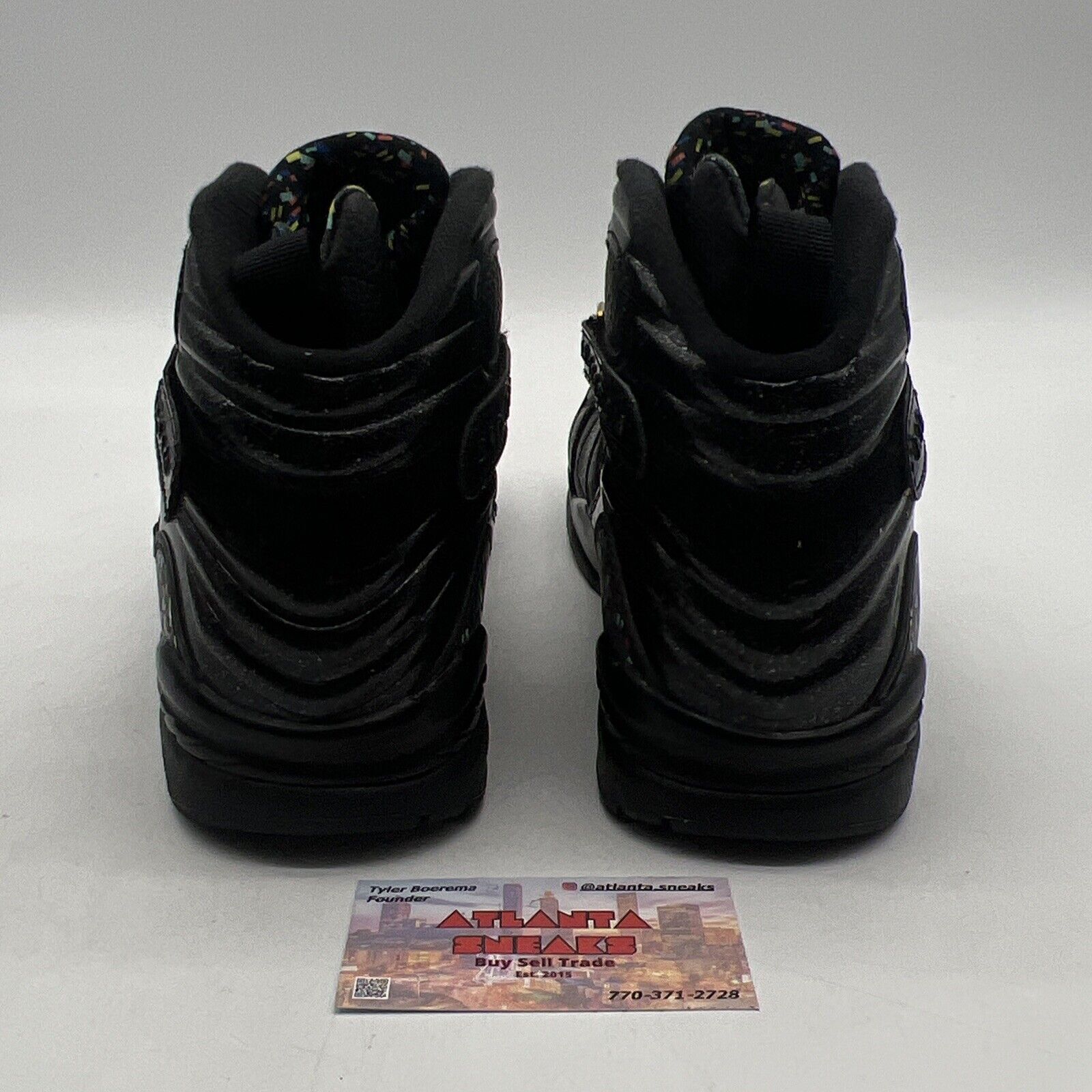 Size 9.5 - Air Jordan 8 Retro C&C Confetti Black Leather Gold (832821-004)