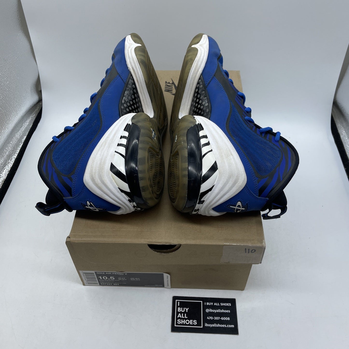 Size 10.5 - Nike Air Penny 5 Memphis Tigers Blue Black Suede (537331-401)