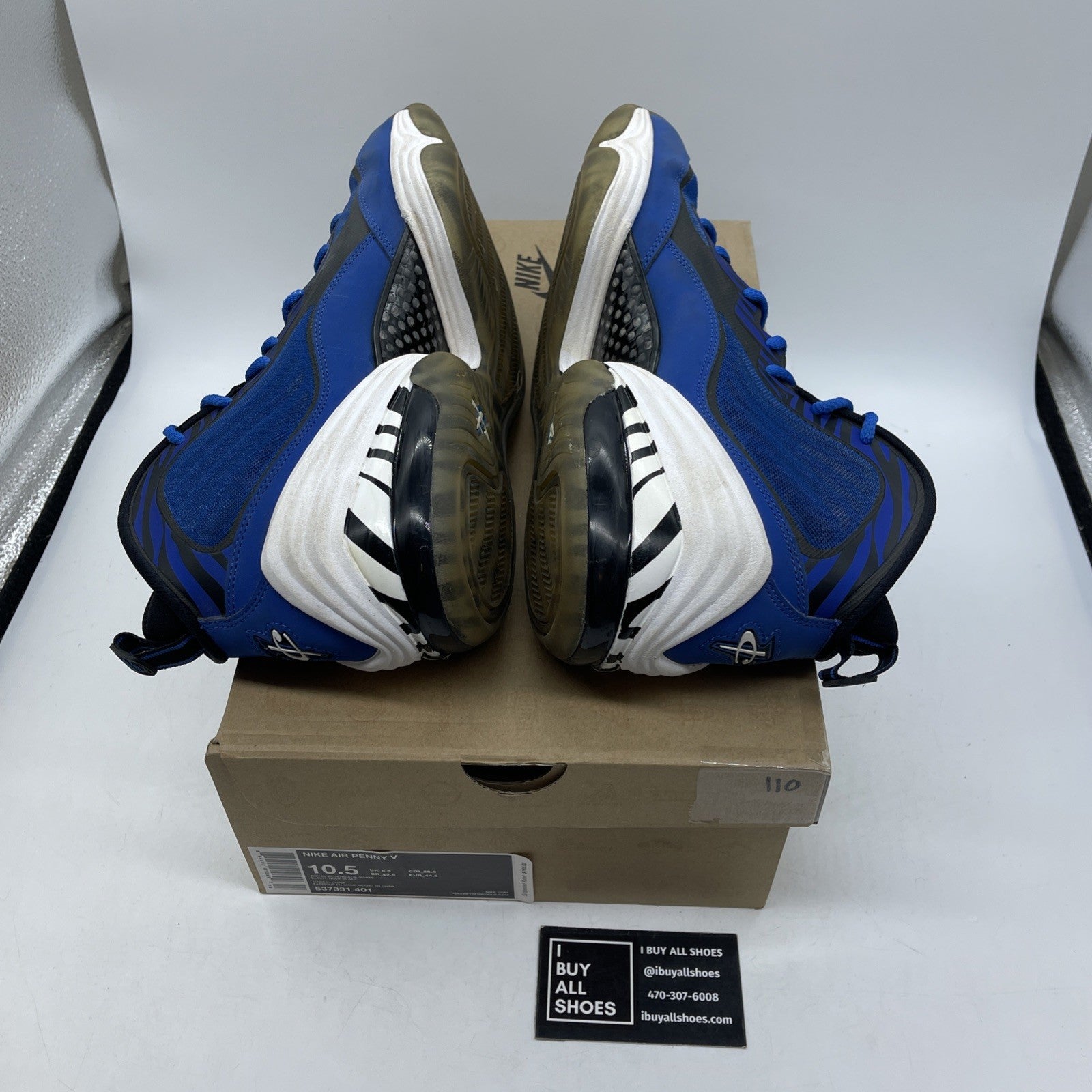 Size 10.5 - Nike Air Penny 5 Memphis Tigers Blue Black Suede (537331-401)