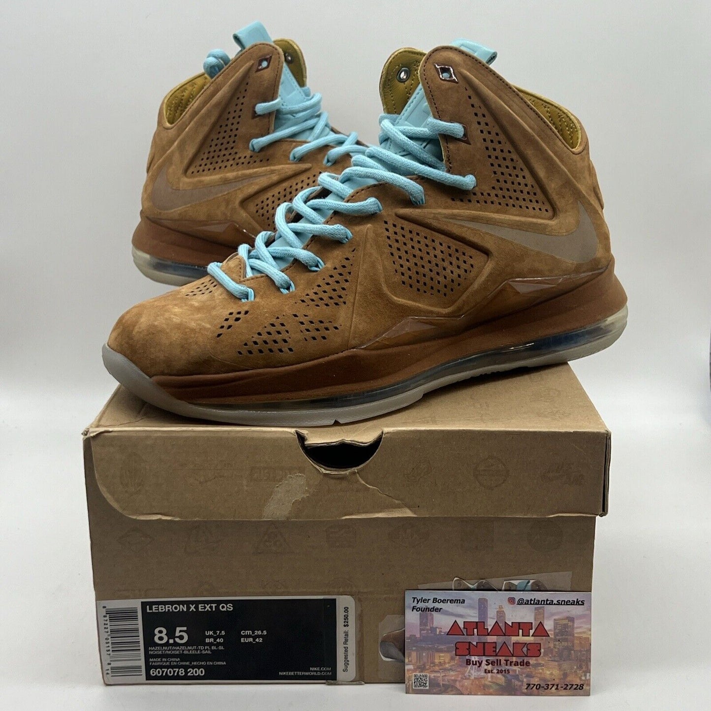 Size 8.5 - Nike LeBron 10 EXT QS brown suede 2013 Brand New Og All