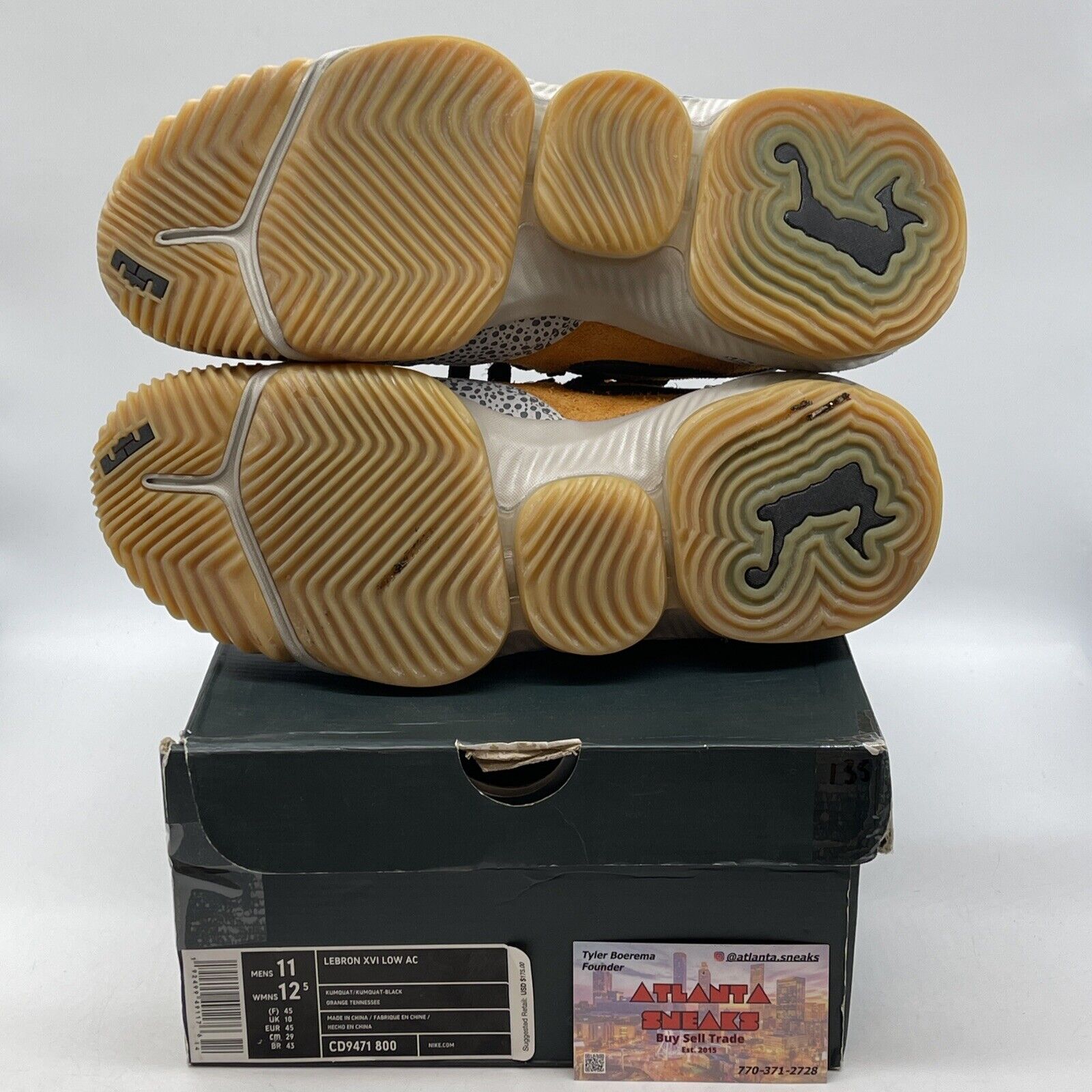 Size 11 - Nike Atmos x LeBron 16 Low Safari Orange Grey Green Suede (CD9471-800)