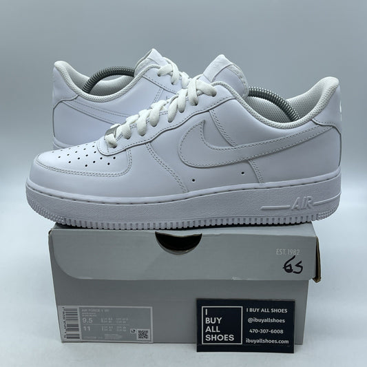 Size 9.5 - Nike Air Force 1 '07 Low Triple White Leather (CW2288-111)